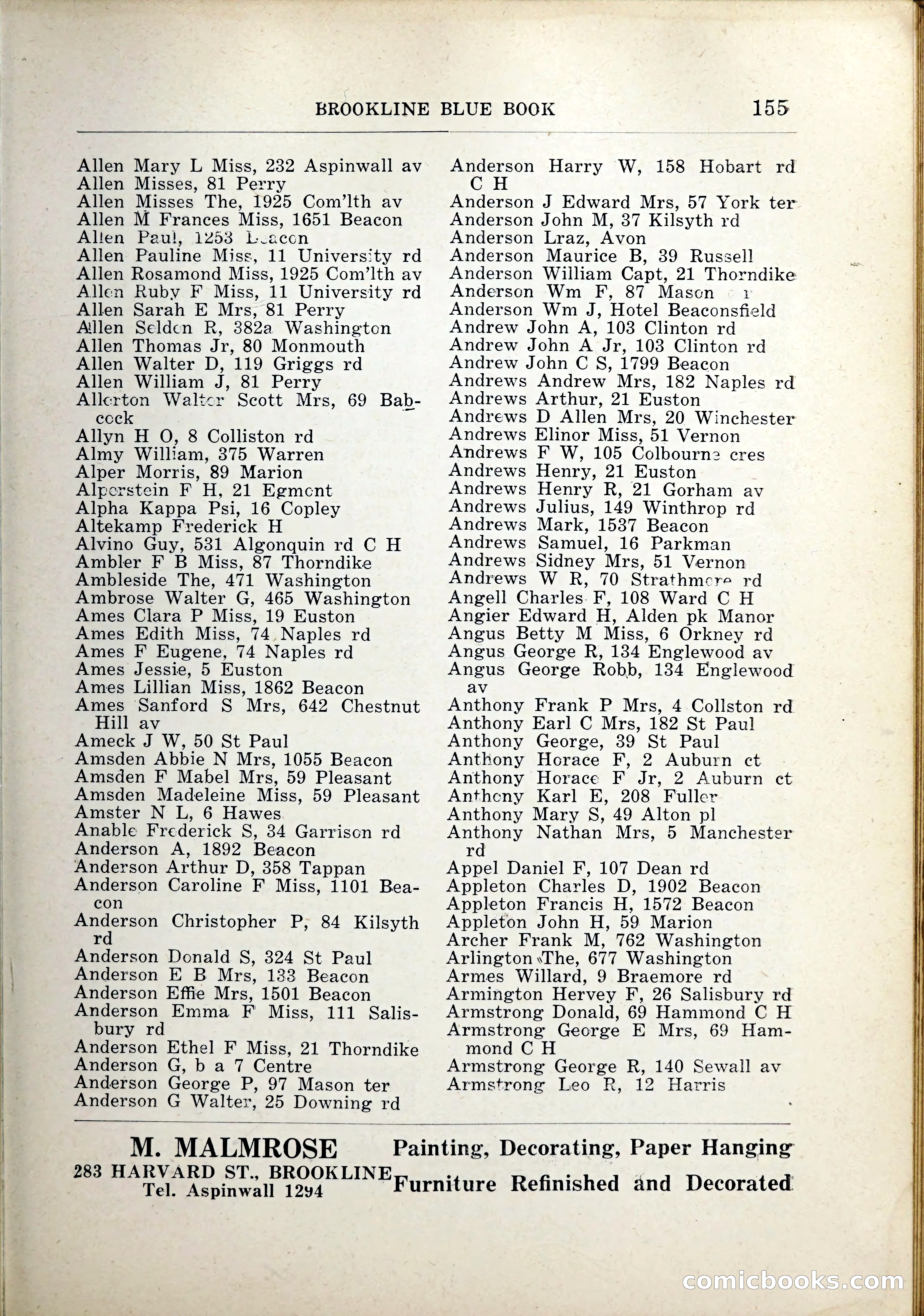 Blue Book of Brookline, 1926 — page 190 of 327