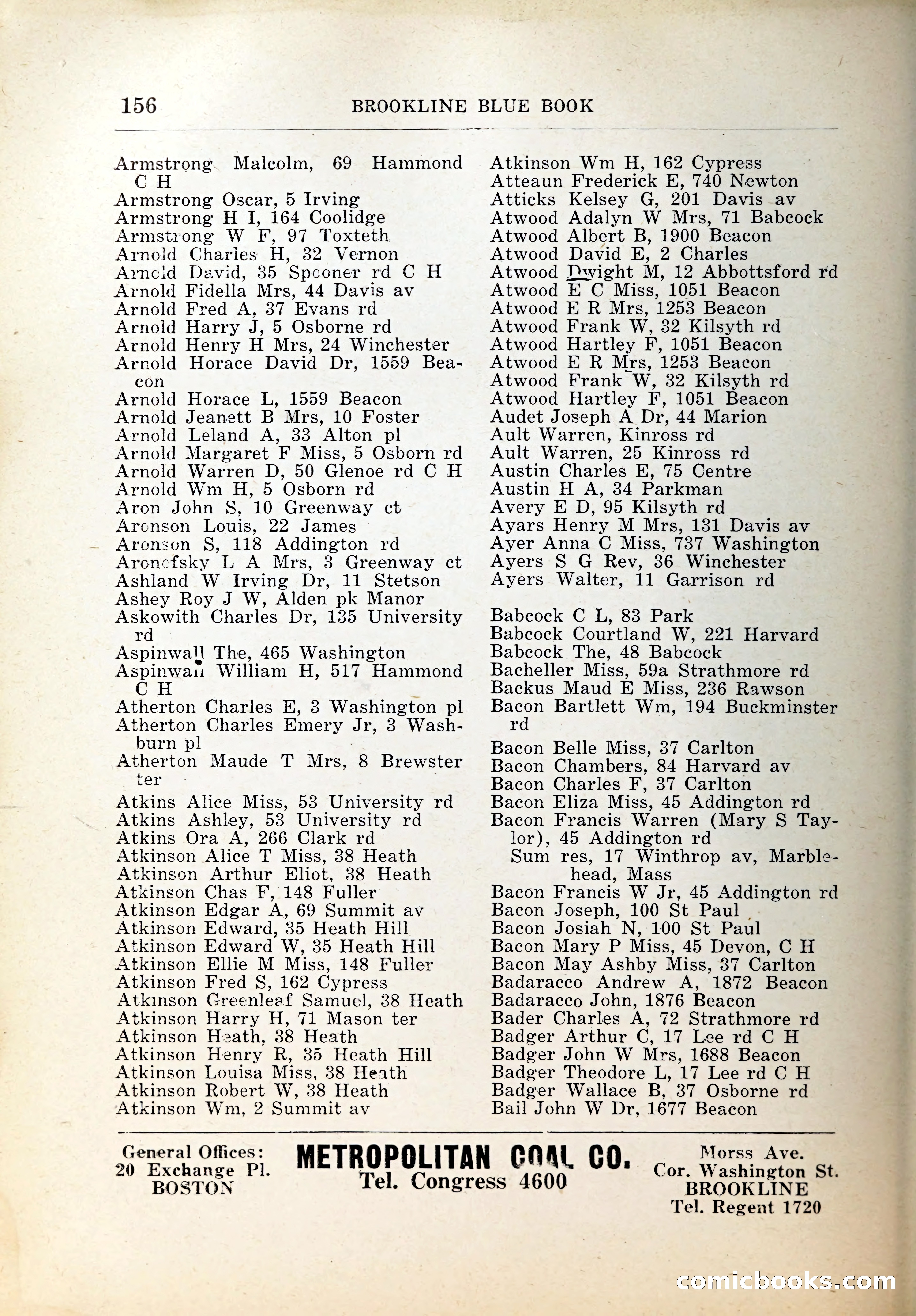 Blue Book of Brookline, 1926 — page 191 of 327