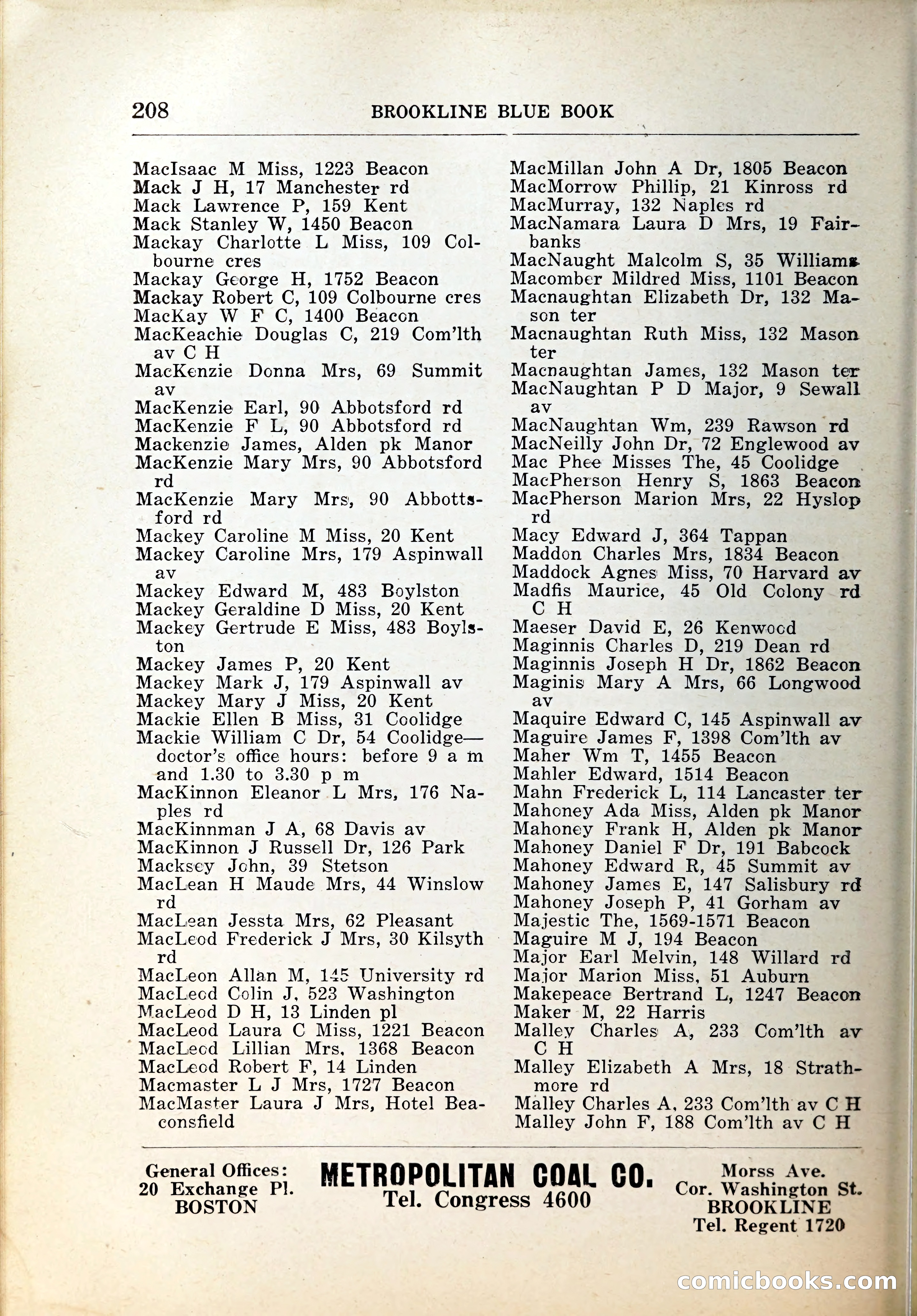 Blue Book of Brookline, 1926 — page 243 of 327