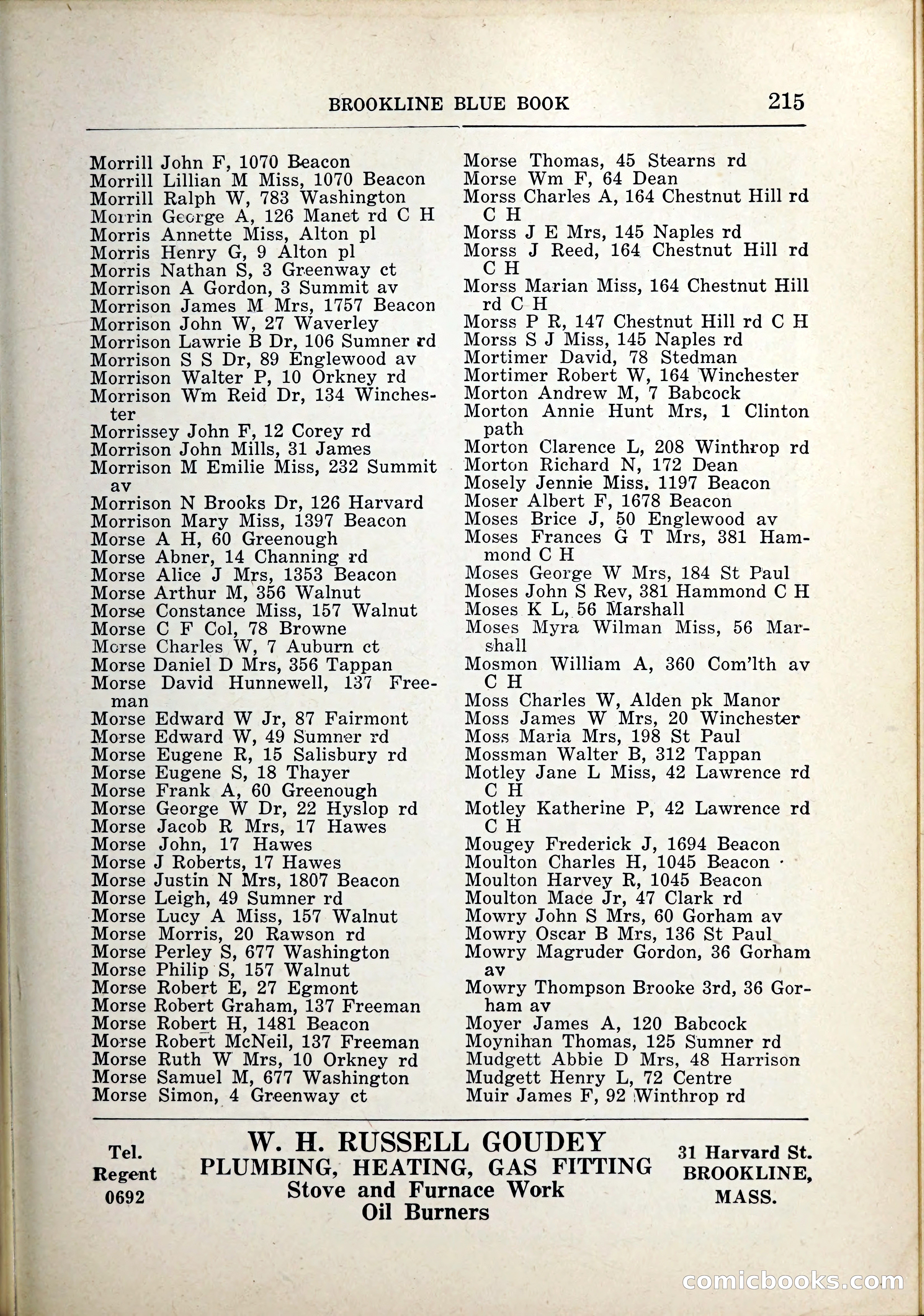 Blue Book of Brookline, 1926 — page 250 of 327