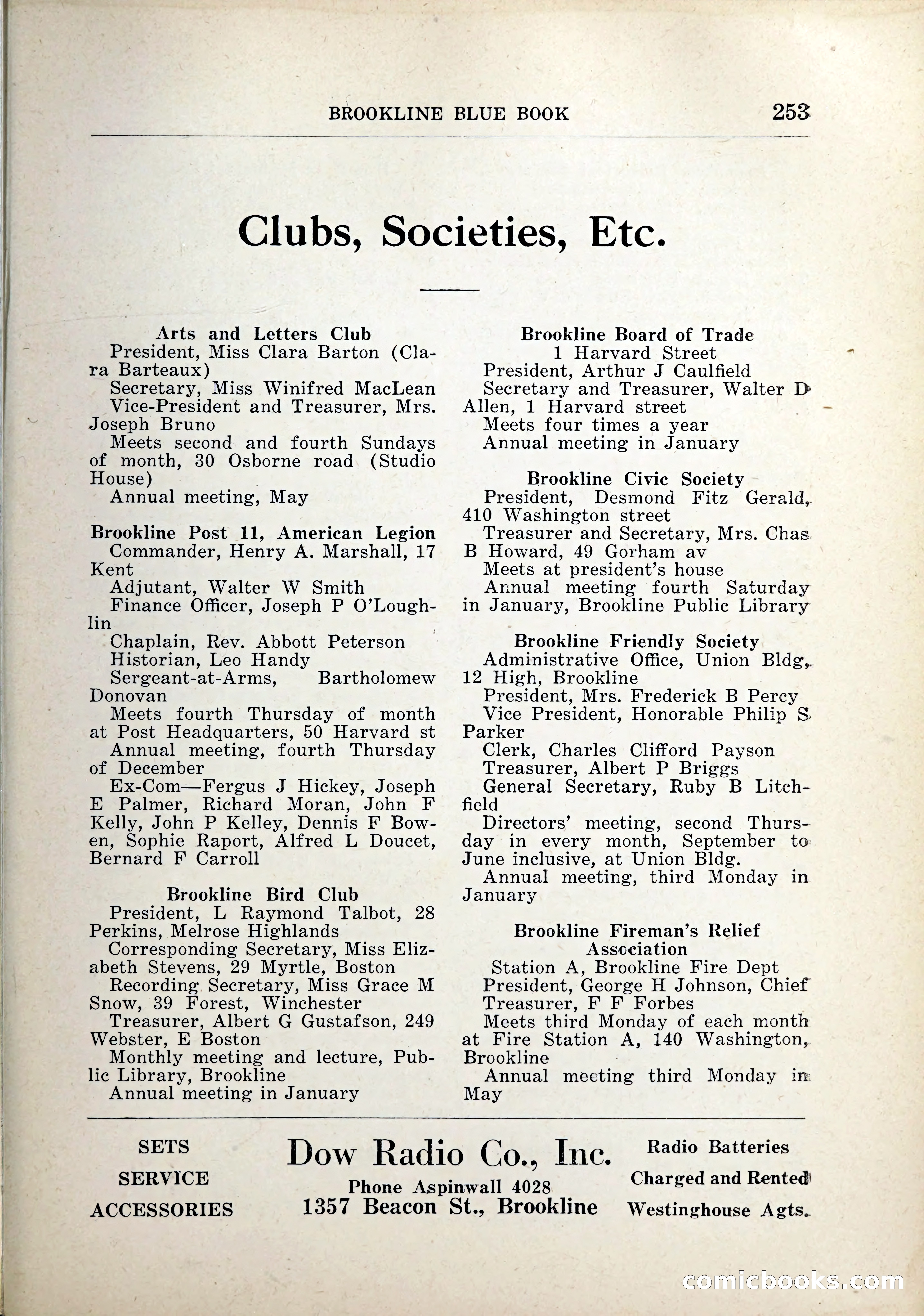 Blue Book of Brookline, 1926 — page 288 of 327