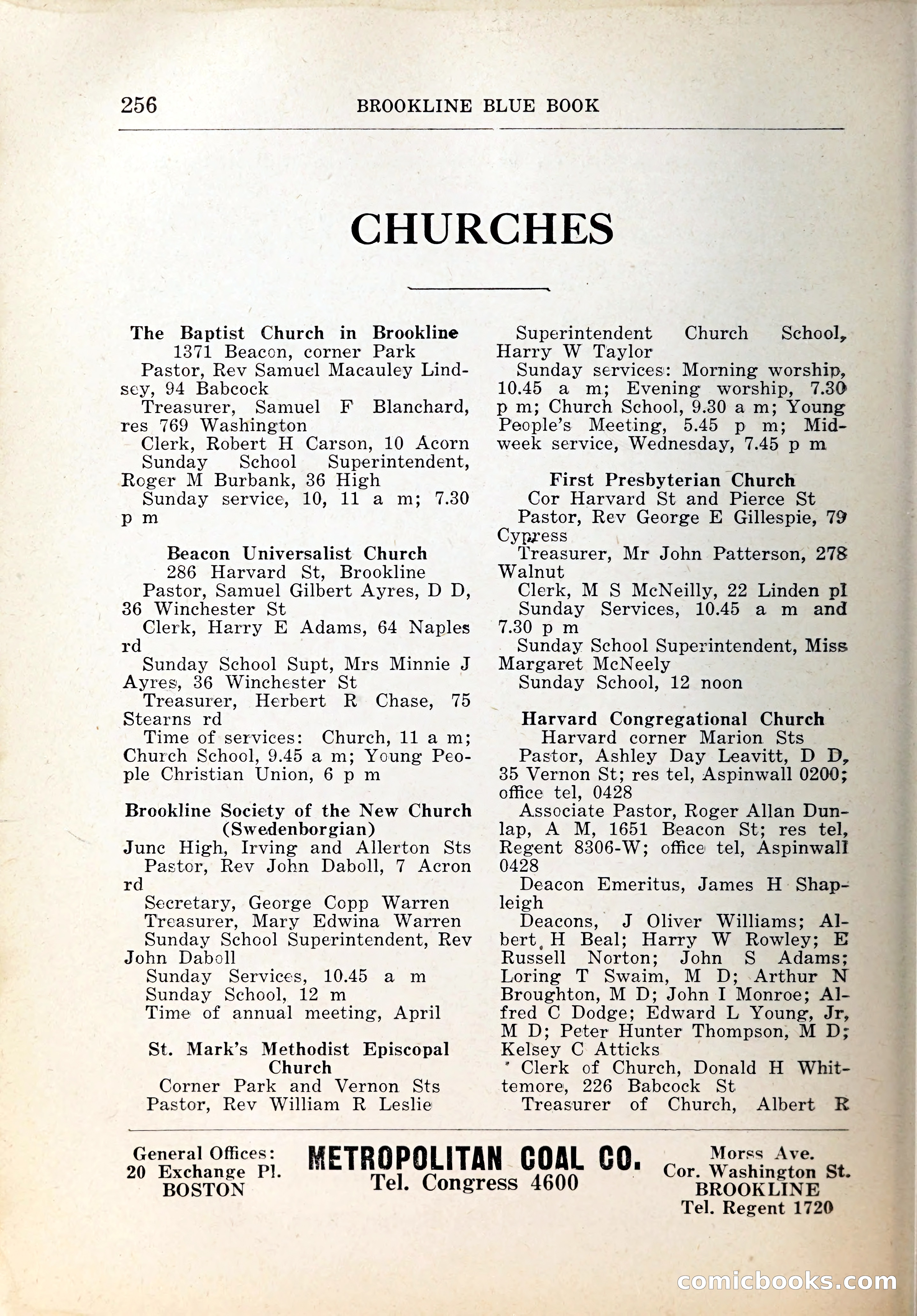 Blue Book of Brookline, 1926 — page 291 of 327