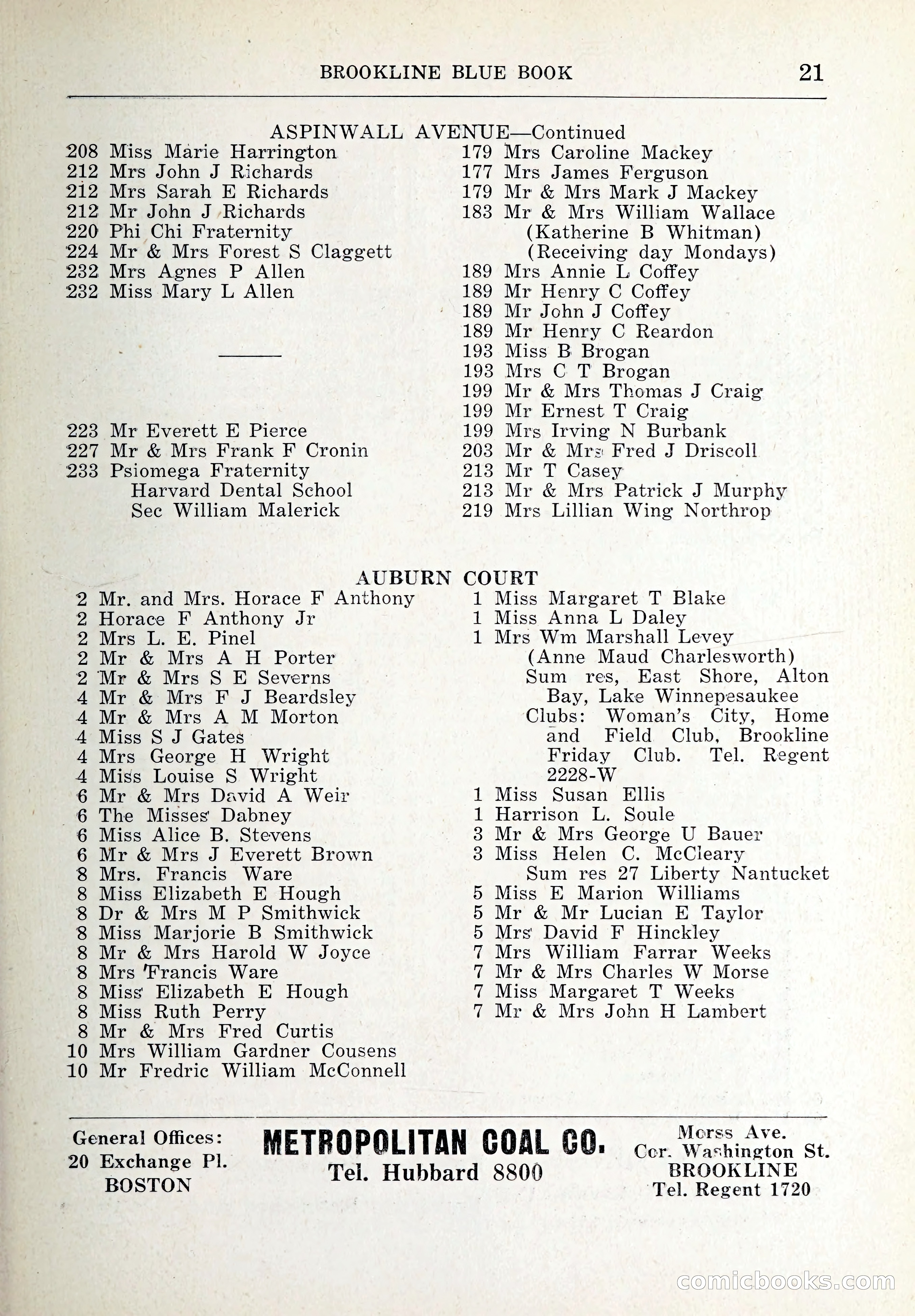Blue Book of Brookline and Longwood — page 44 of 347