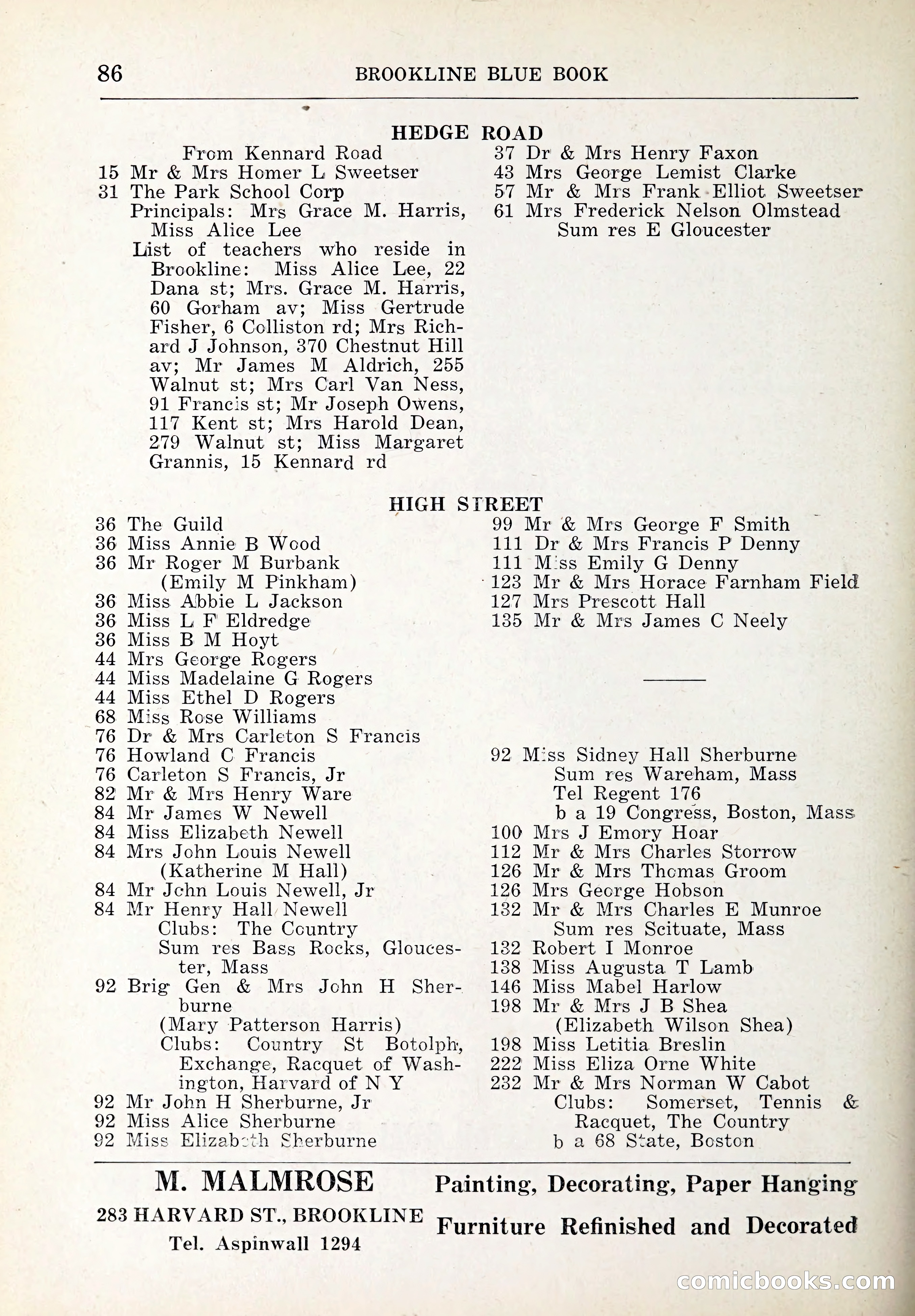 Blue Book of Brookline and Longwood — page 121 of 347