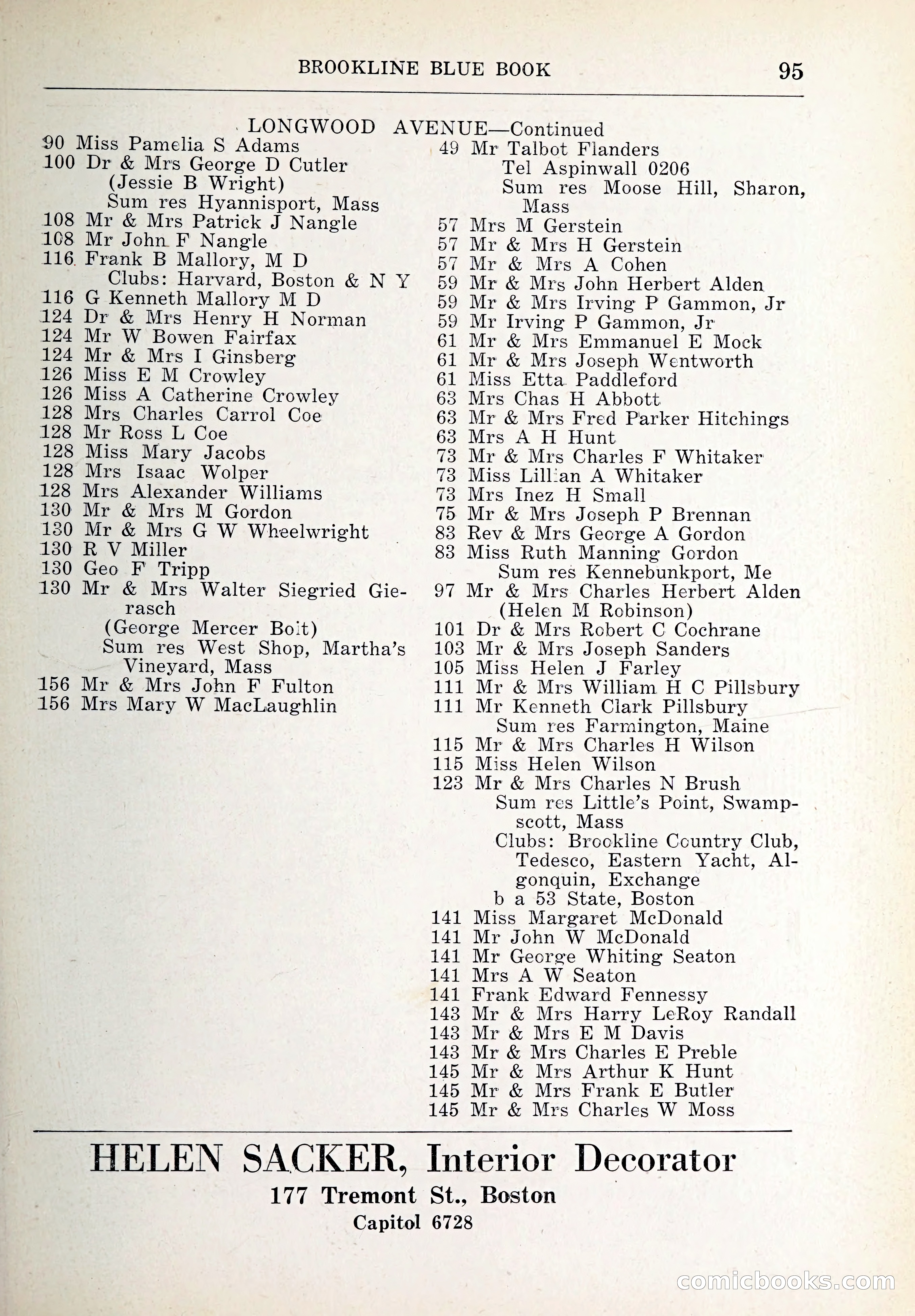 Blue Book of Brookline and Longwood — page 130 of 347