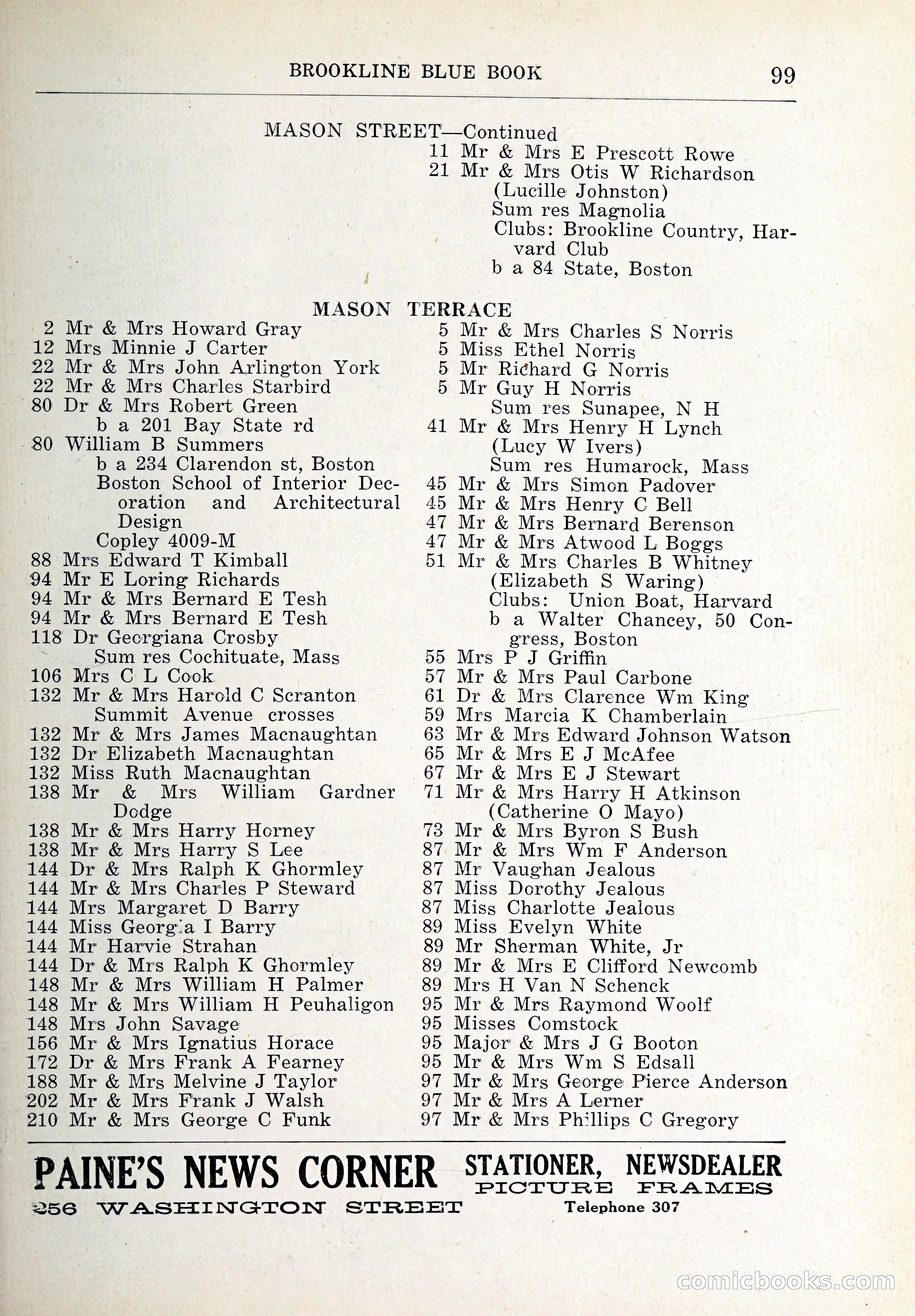 Blue Book of Brookline and Longwood — page 134 of 347