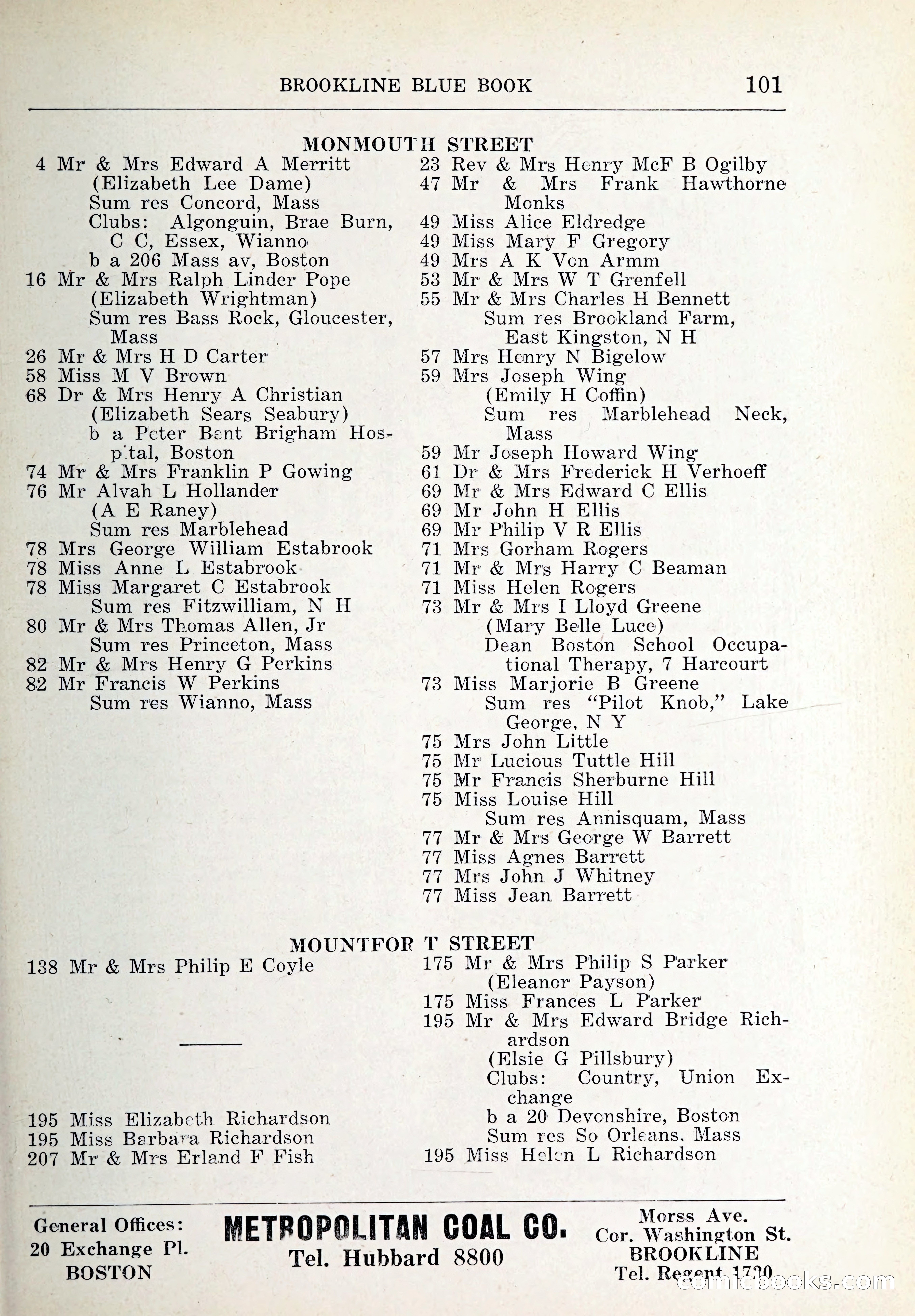 Blue Book of Brookline and Longwood — page 136 of 347