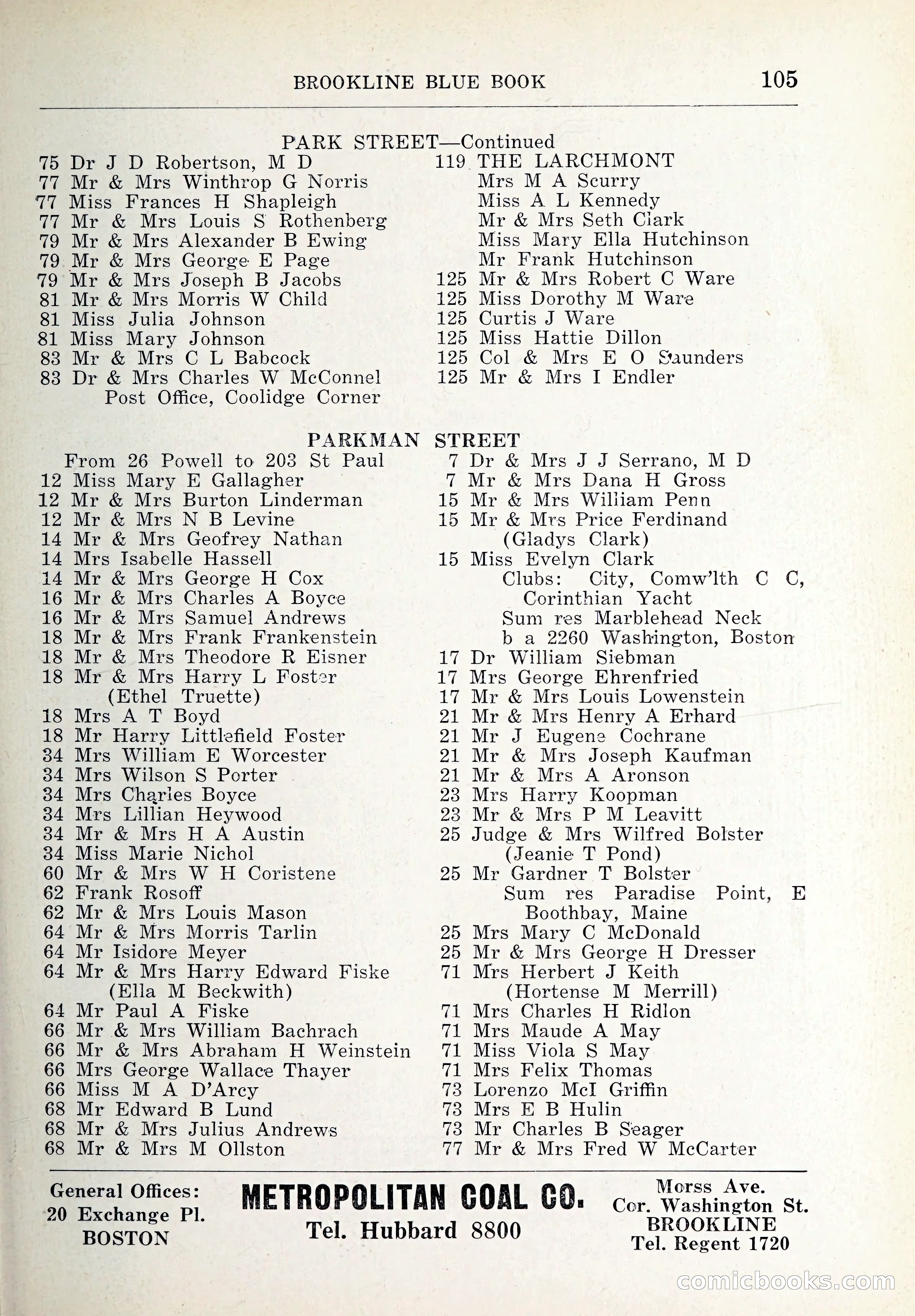 Blue Book of Brookline and Longwood — page 140 of 347