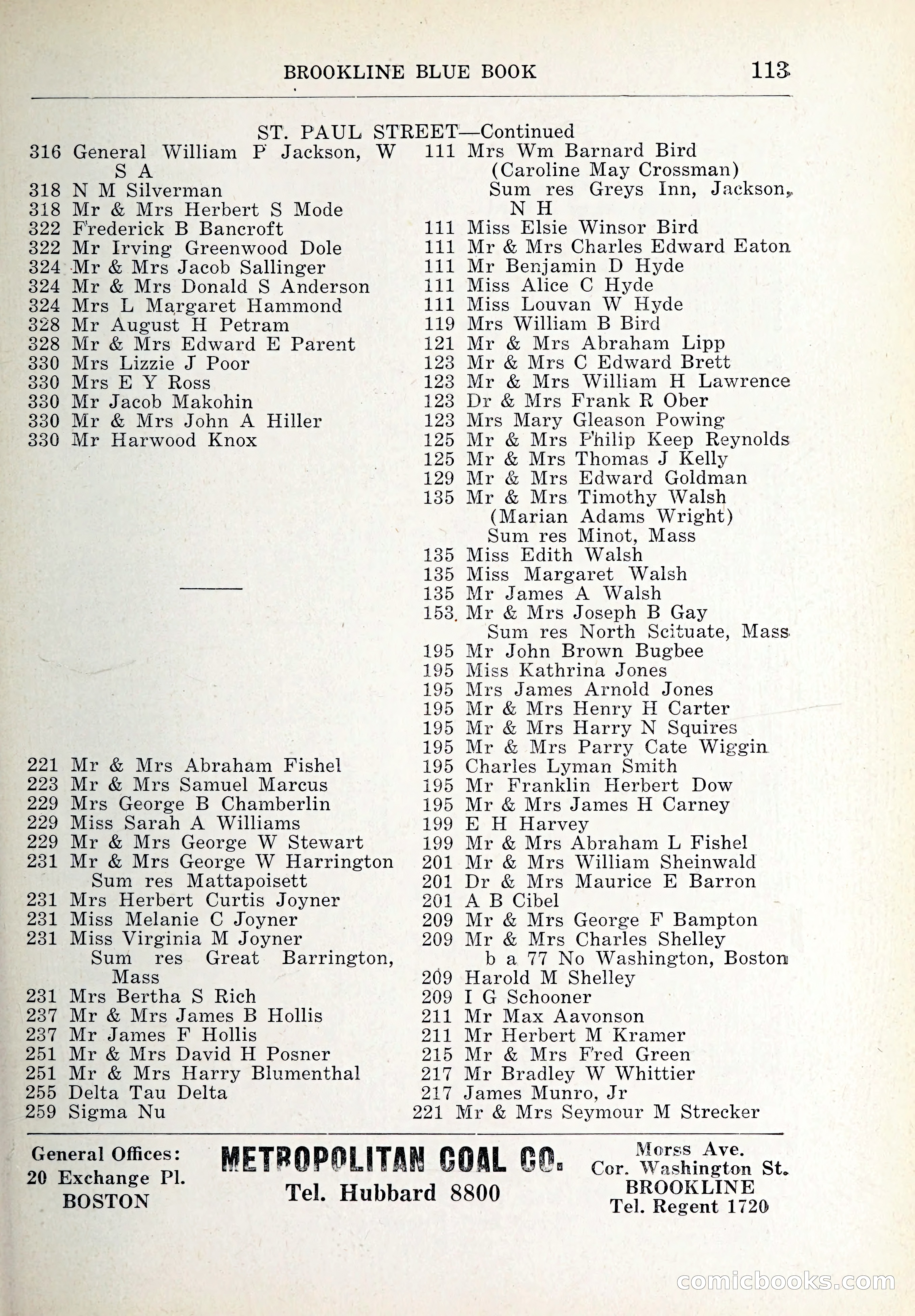 Blue Book of Brookline and Longwood — page 148 of 347