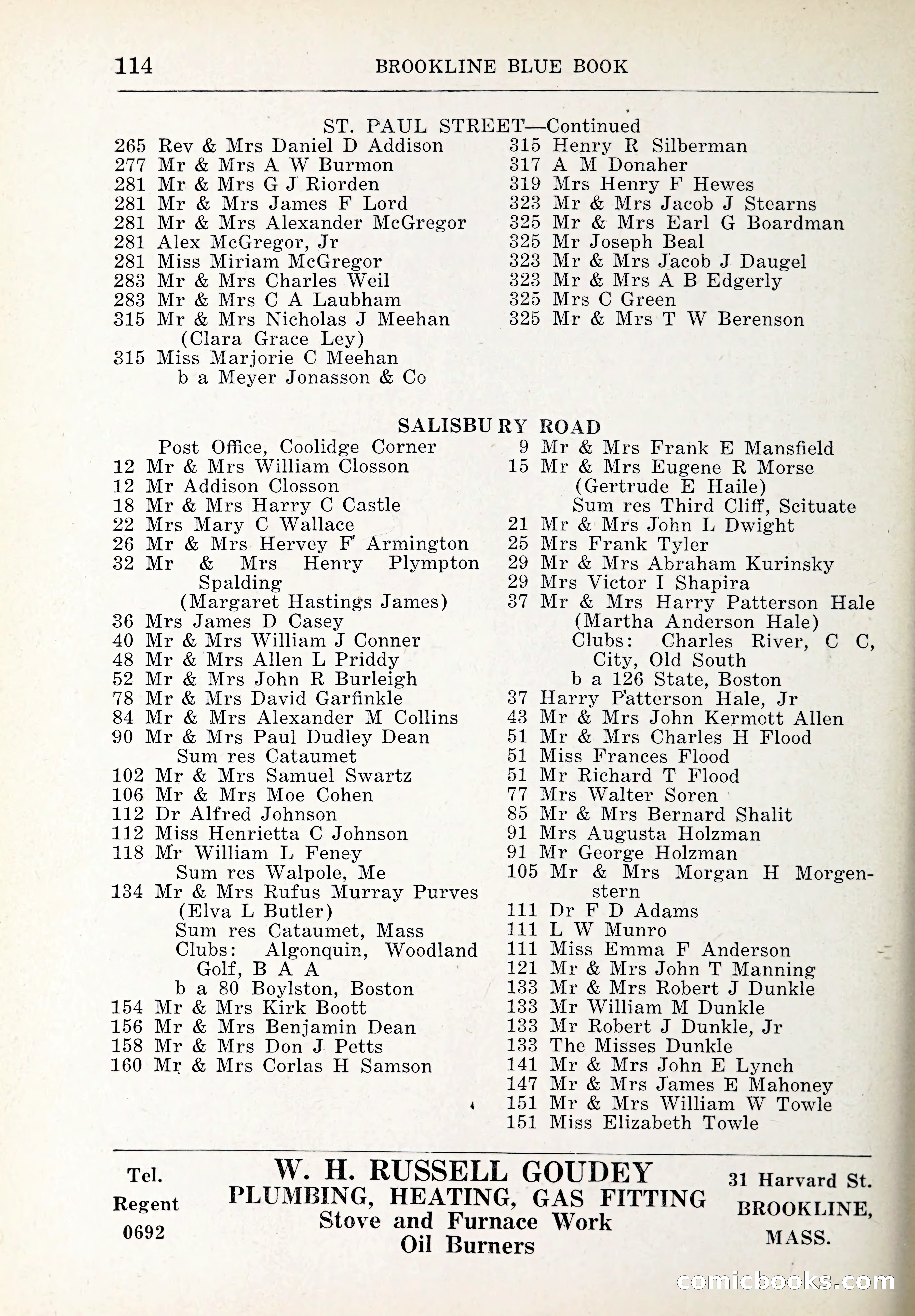 Blue Book of Brookline and Longwood — page 149 of 347