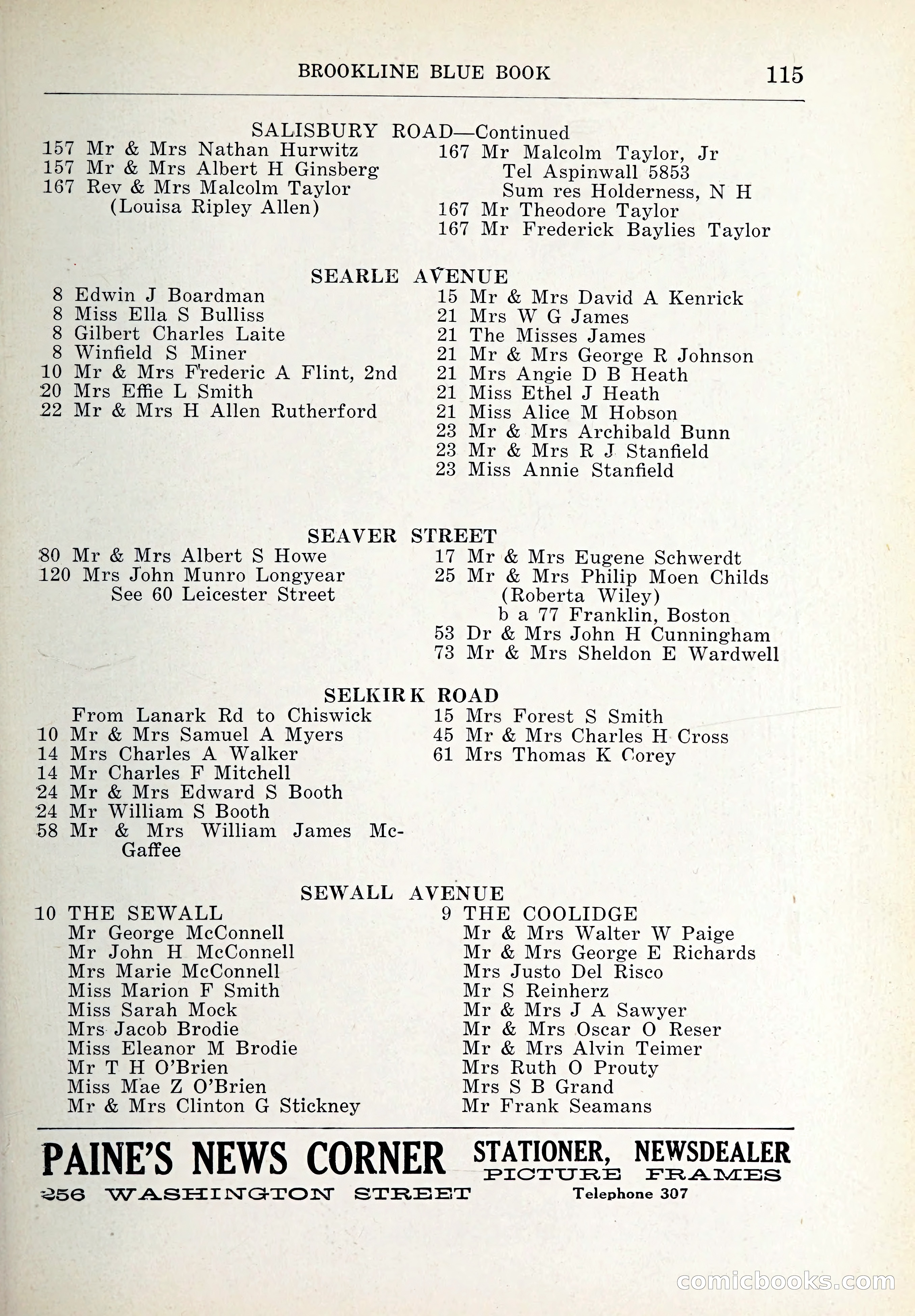 Blue Book of Brookline and Longwood — page 150 of 347