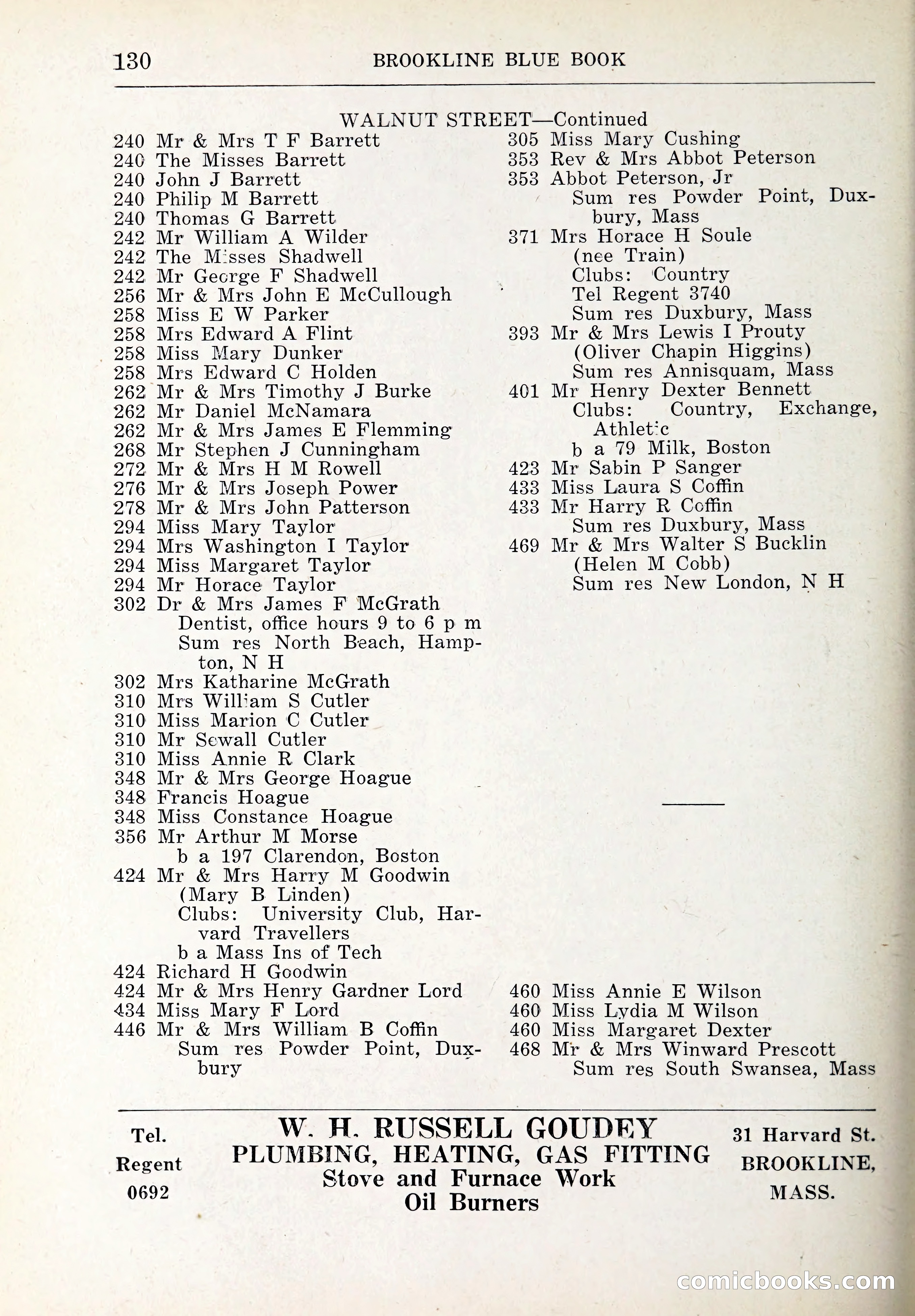 Blue Book of Brookline and Longwood — page 165 of 347