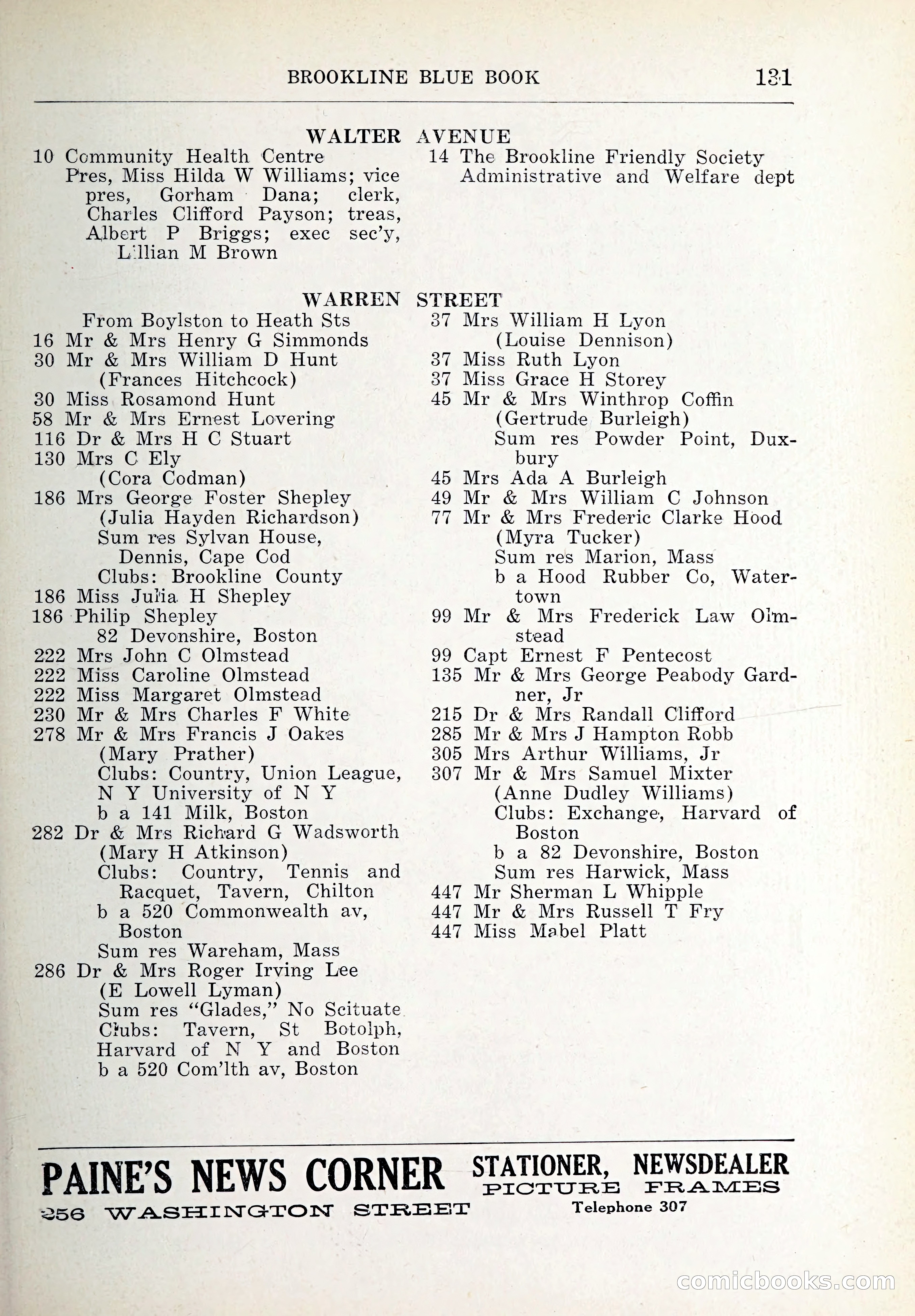 Blue Book of Brookline and Longwood — page 166 of 347