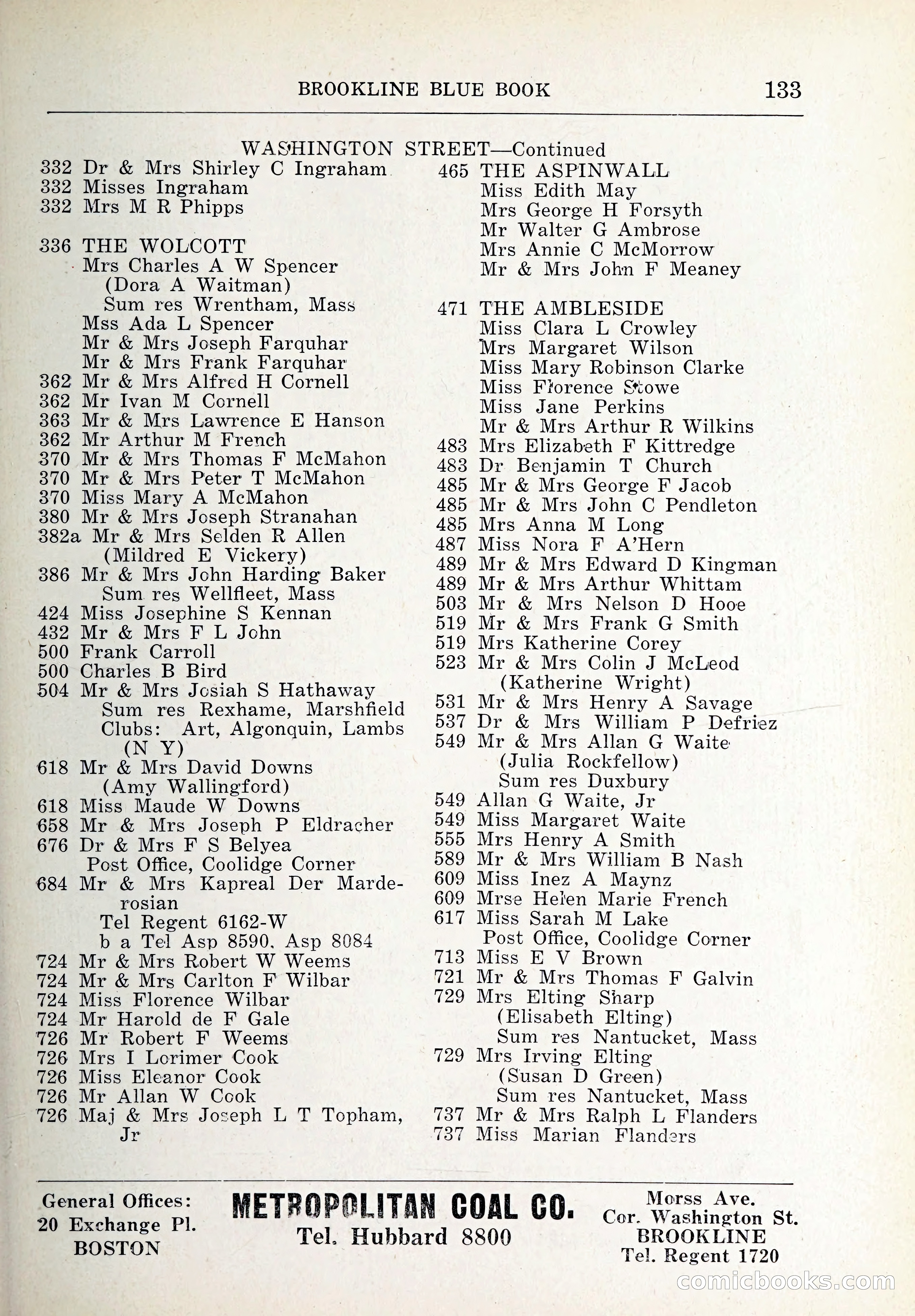 Blue Book of Brookline and Longwood — page 168 of 347