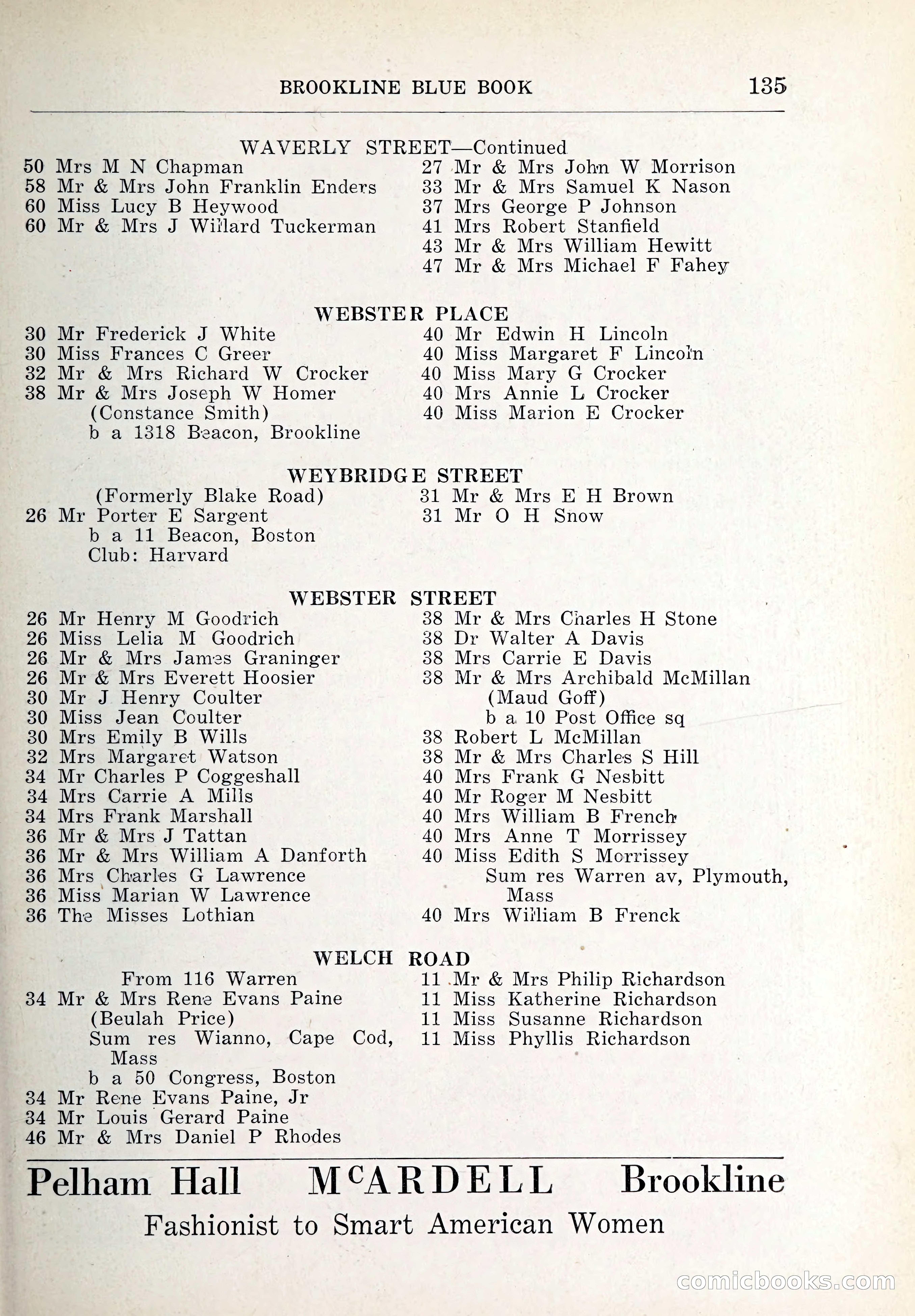 Blue Book of Brookline and Longwood — page 170 of 347
