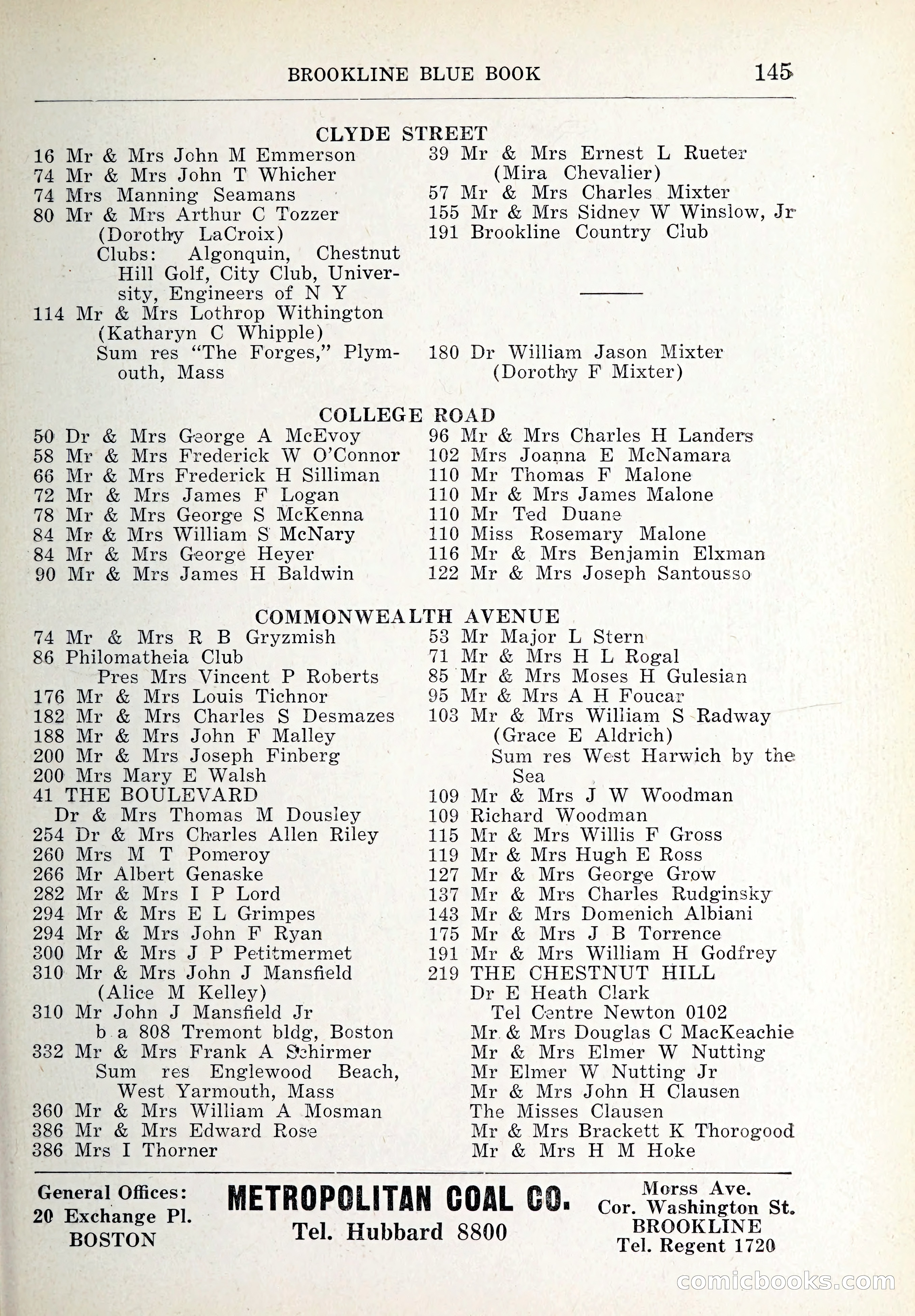 Blue Book of Brookline and Longwood — page 180 of 347