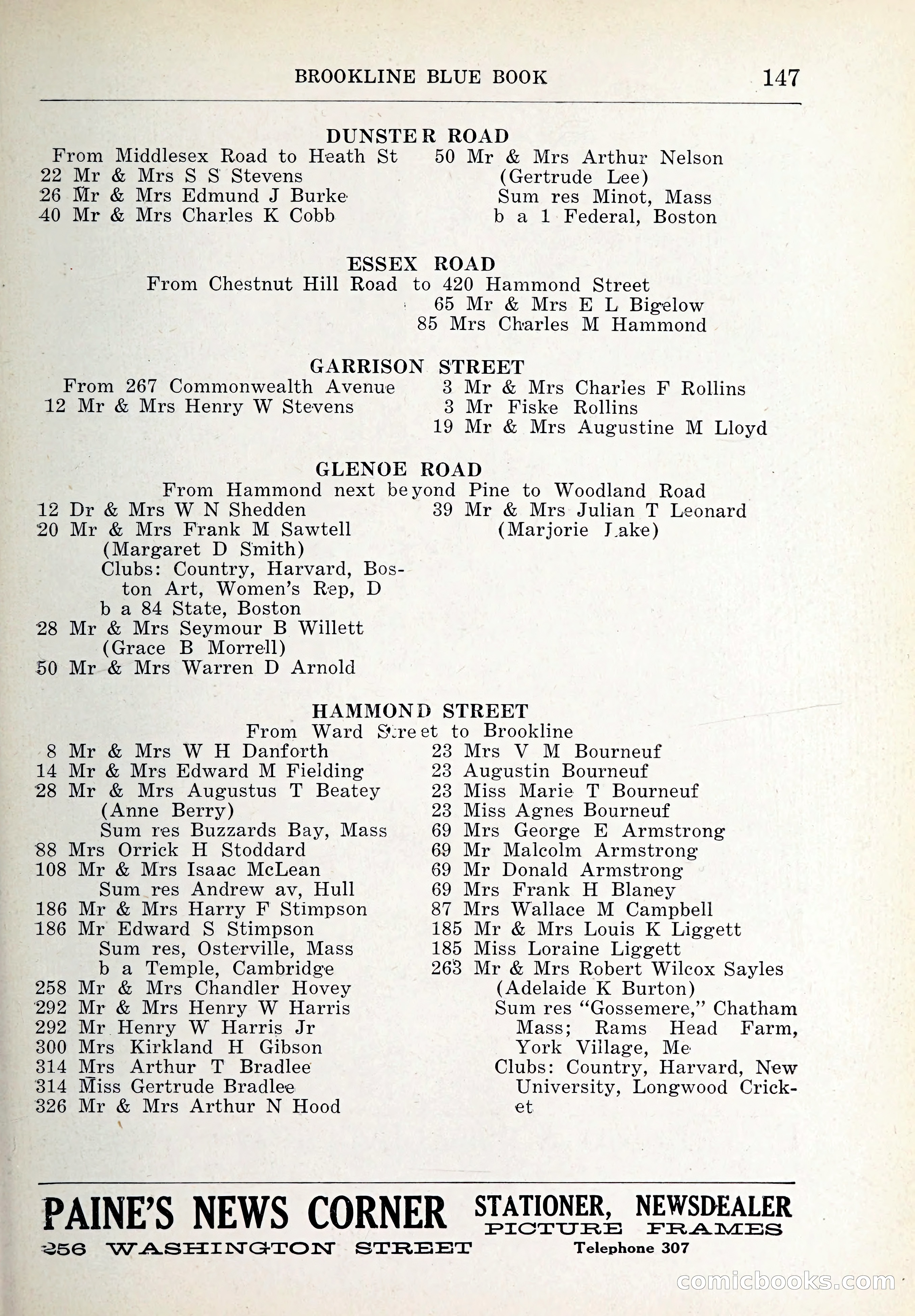 Blue Book of Brookline and Longwood — page 182 of 347
