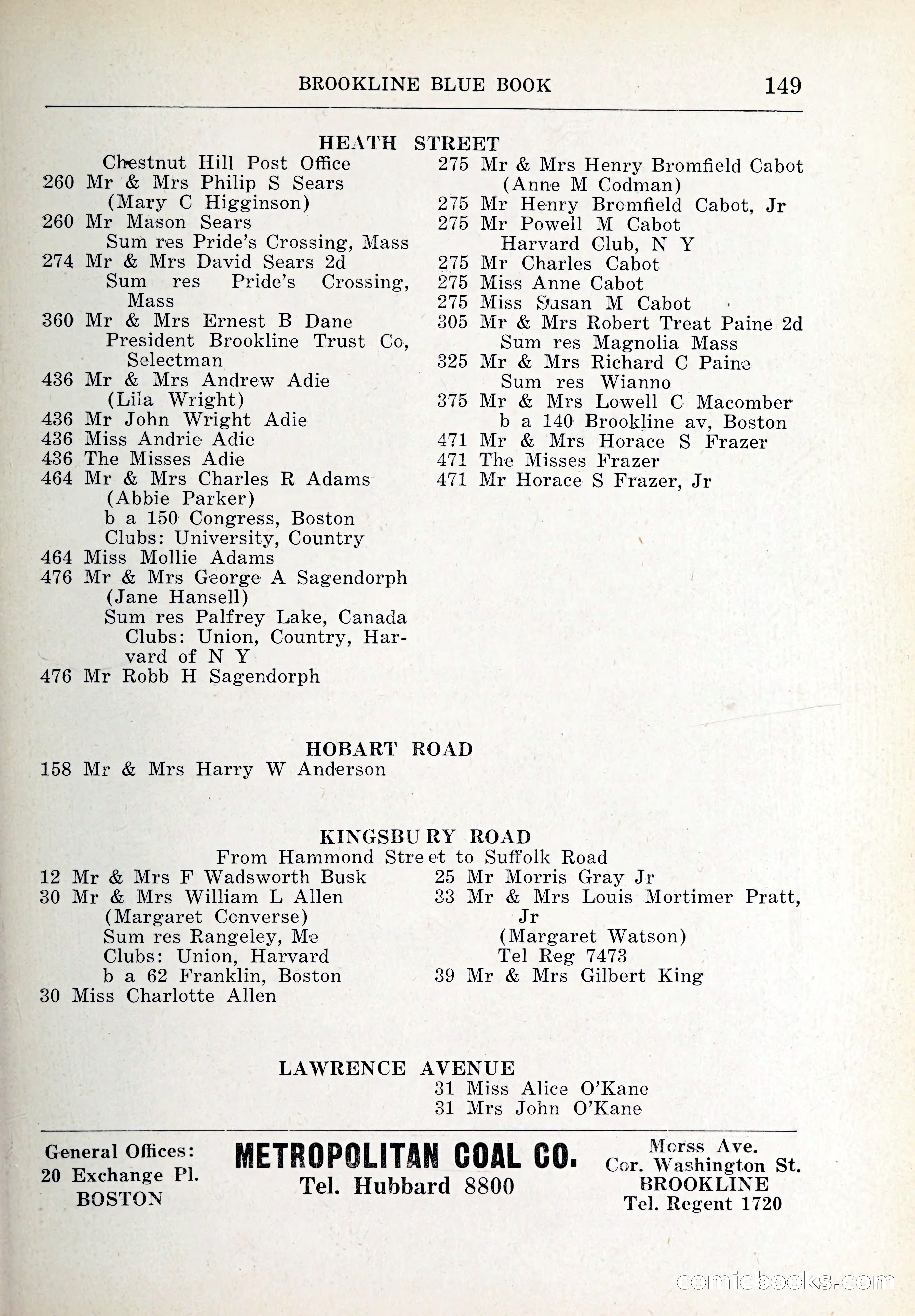 Blue Book of Brookline and Longwood — page 184 of 347