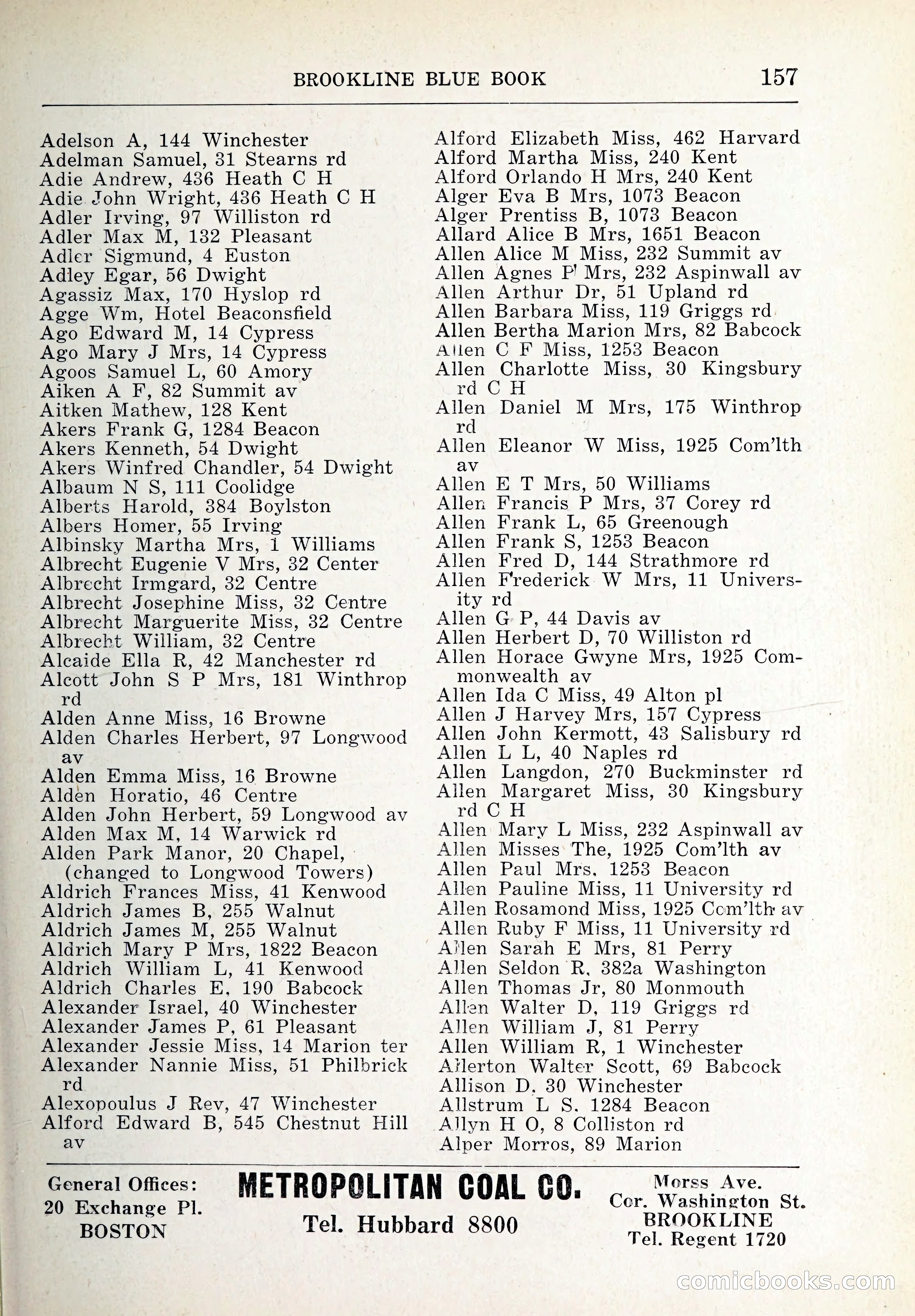 Blue Book of Brookline and Longwood — page 192 of 347