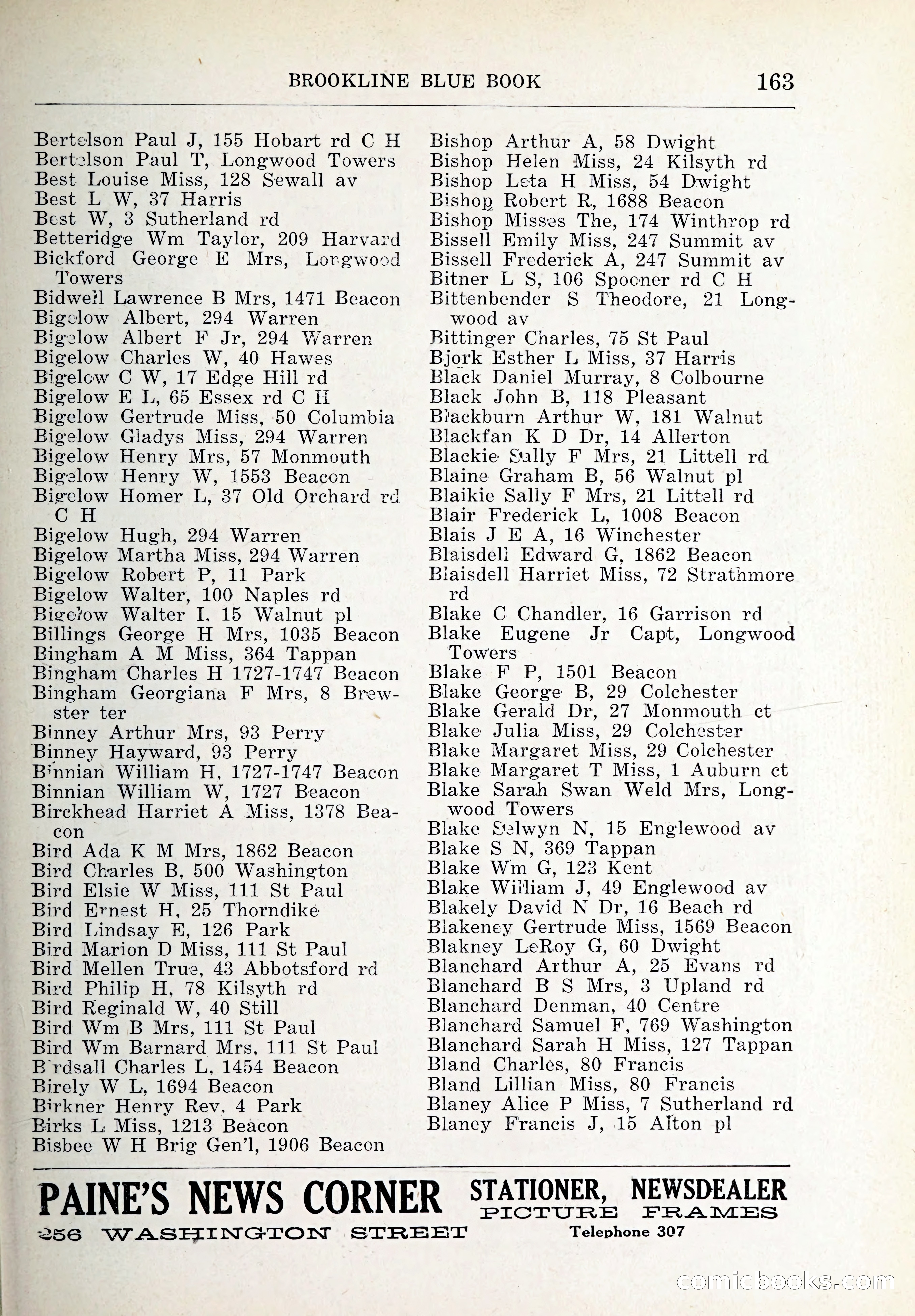 Blue Book of Brookline and Longwood — page 198 of 347