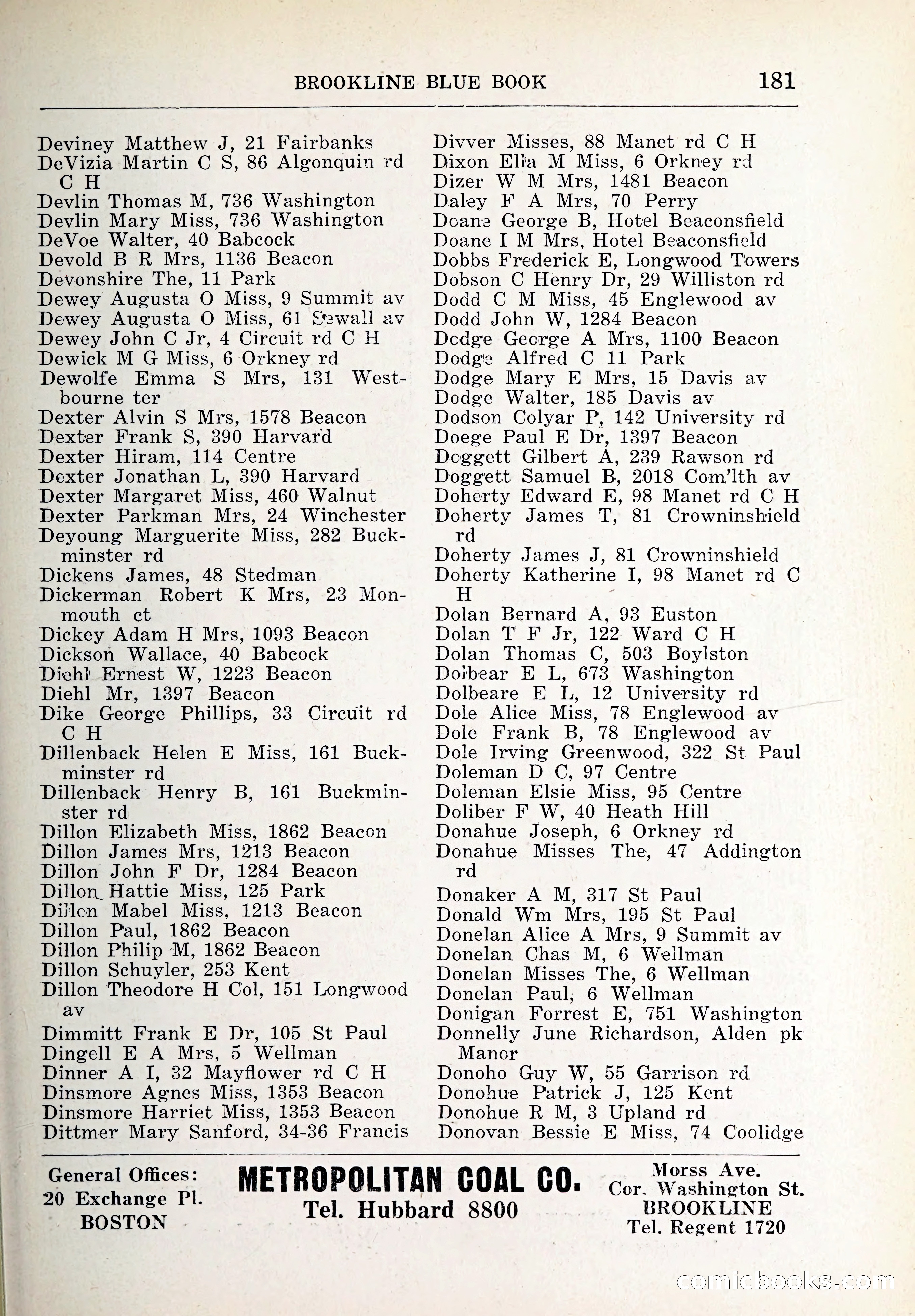 Blue Book of Brookline and Longwood — page 216 of 347