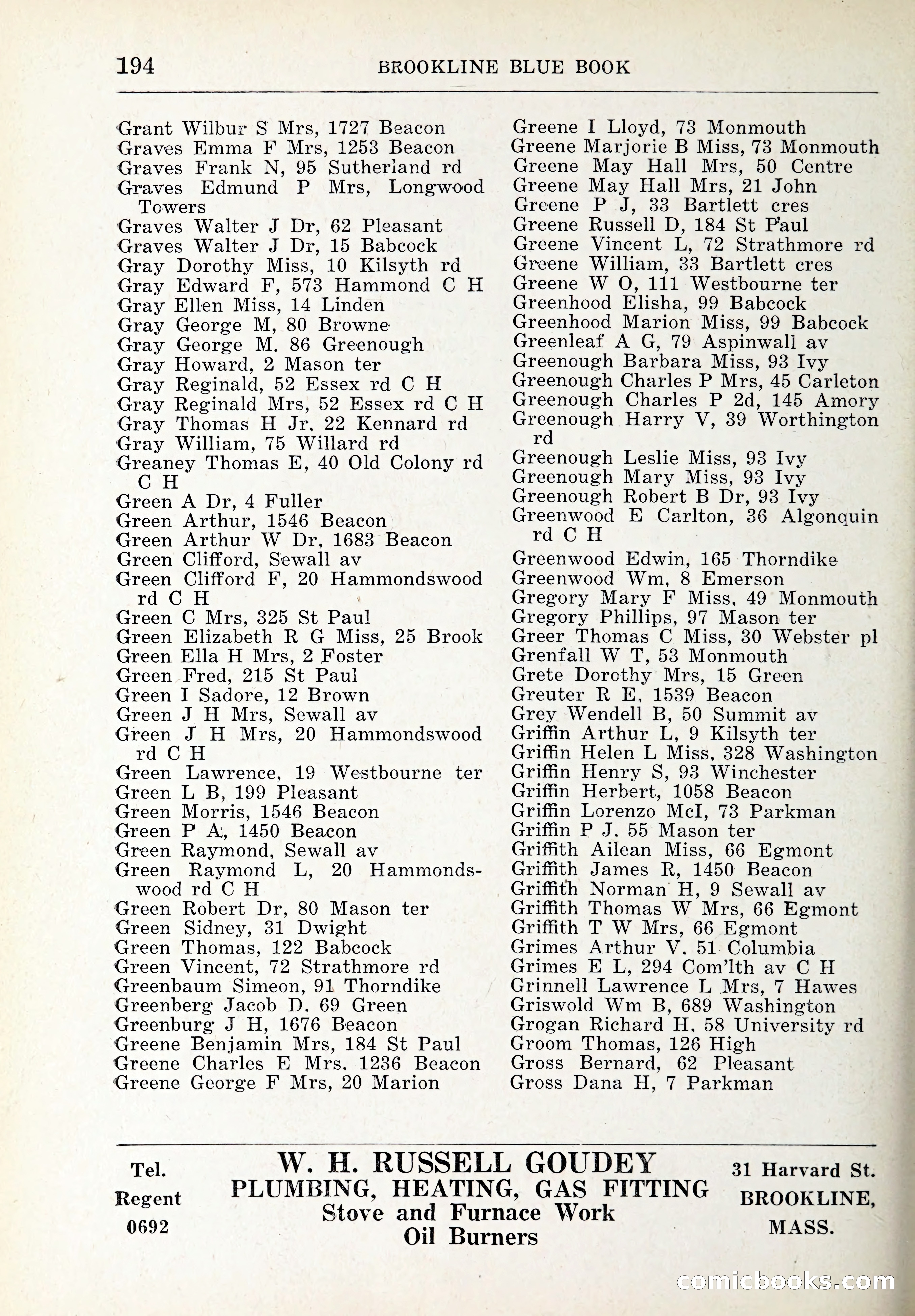 Blue Book of Brookline and Longwood — page 229 of 347