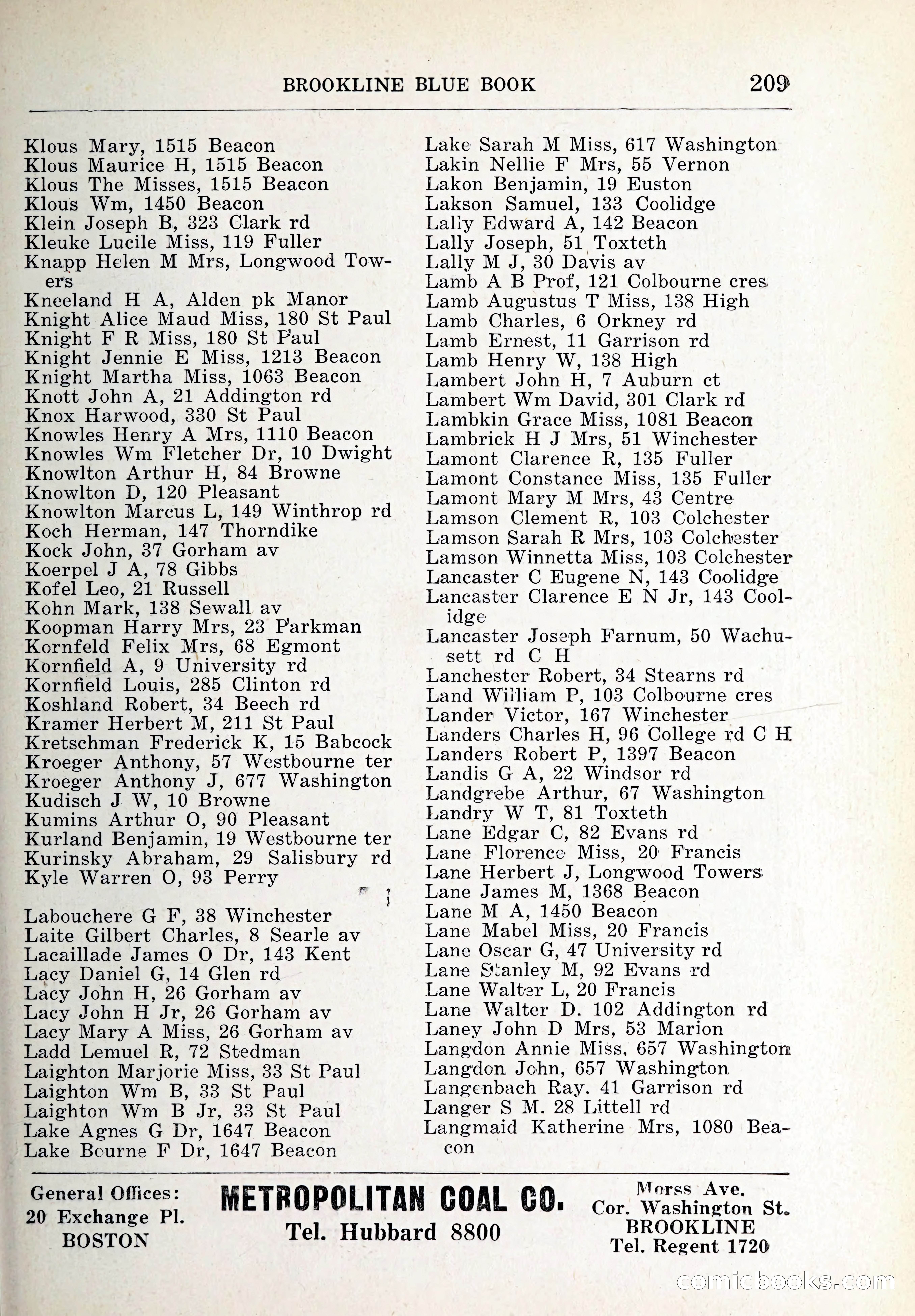 Blue Book of Brookline and Longwood — page 244 of 347