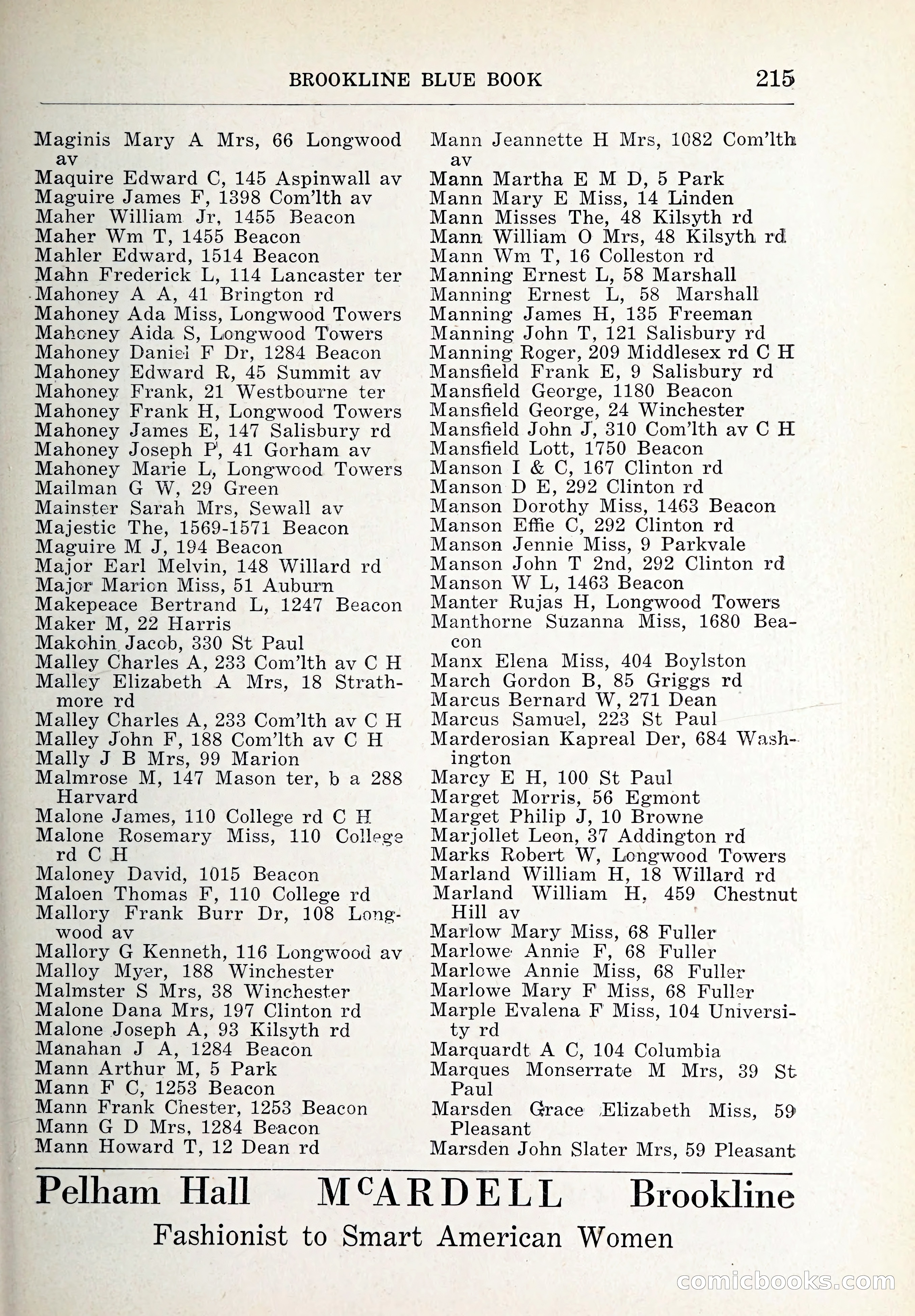 Blue Book of Brookline and Longwood — page 250 of 347