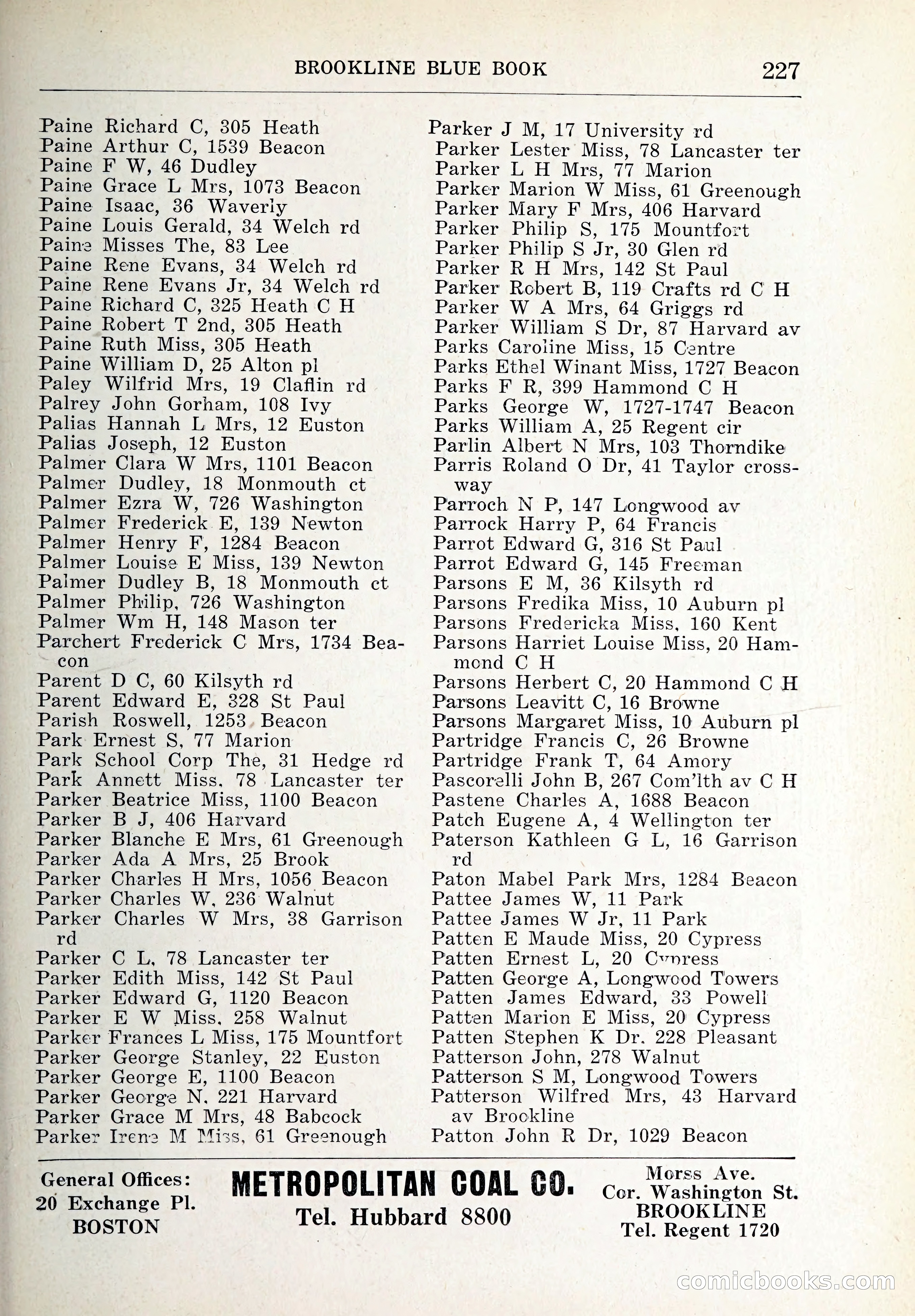 Blue Book of Brookline and Longwood — page 262 of 347