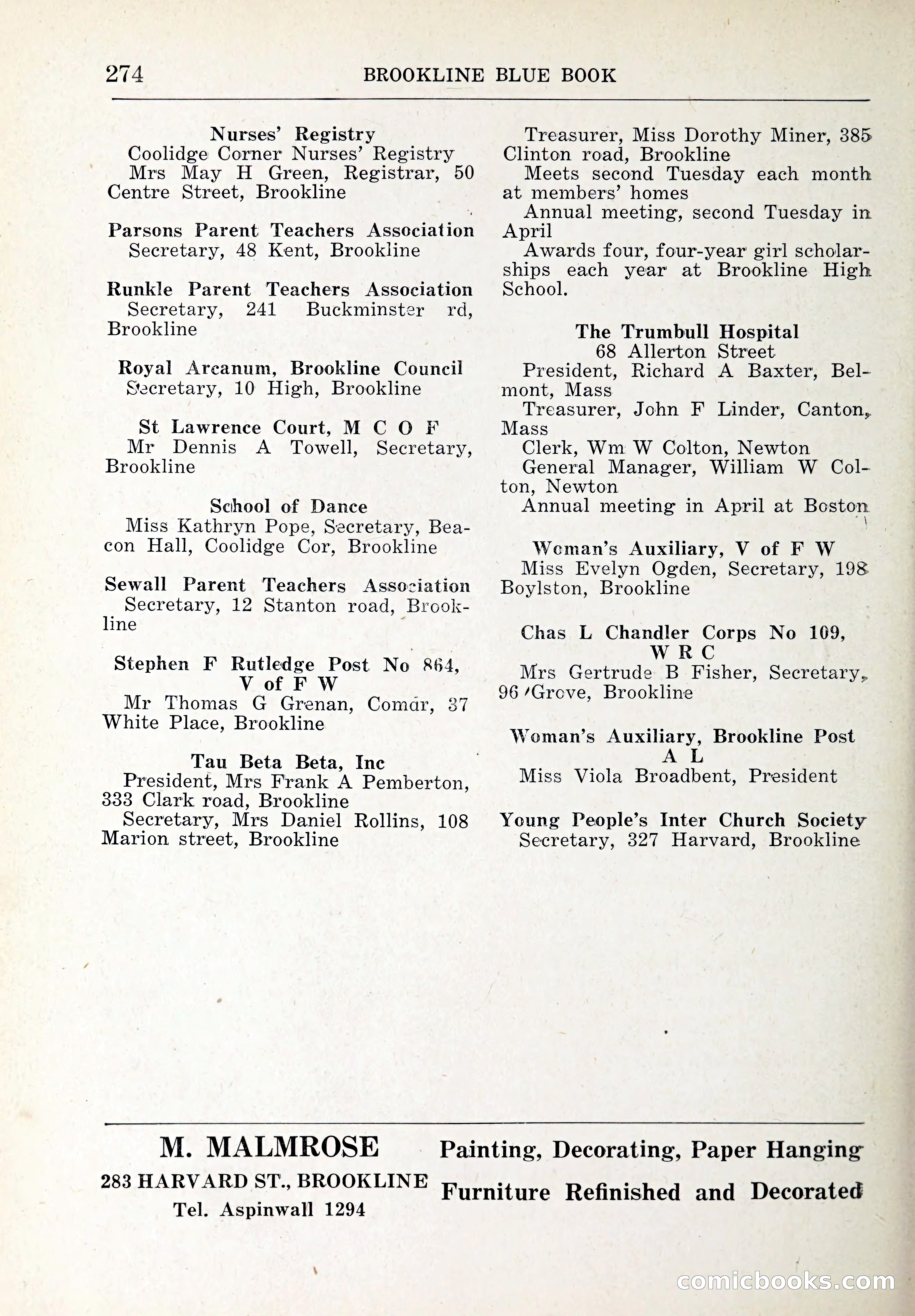 Blue Book of Brookline and Longwood — page 309 of 347