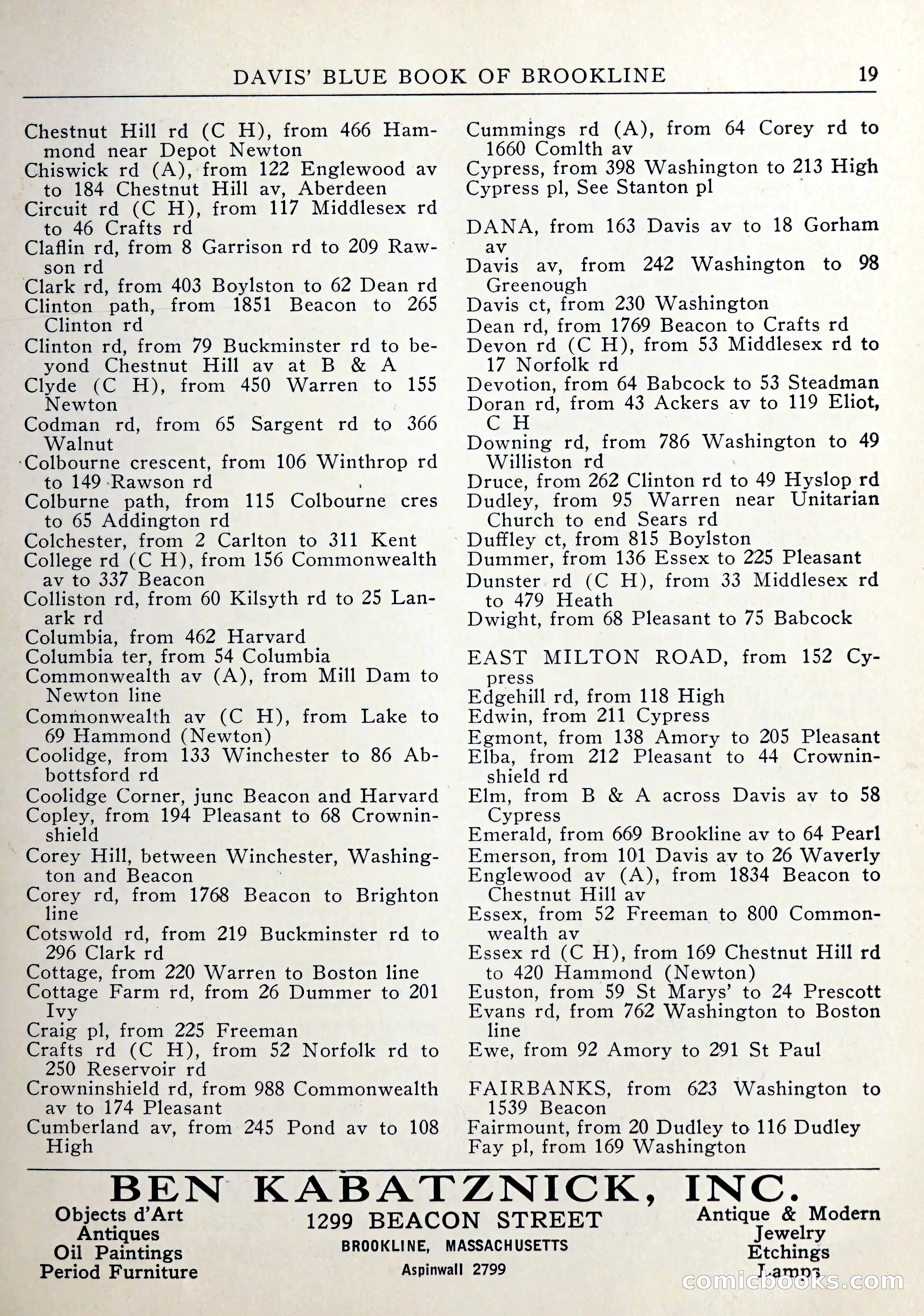 Davis' Blue Book of Brookline — page 20 of 253