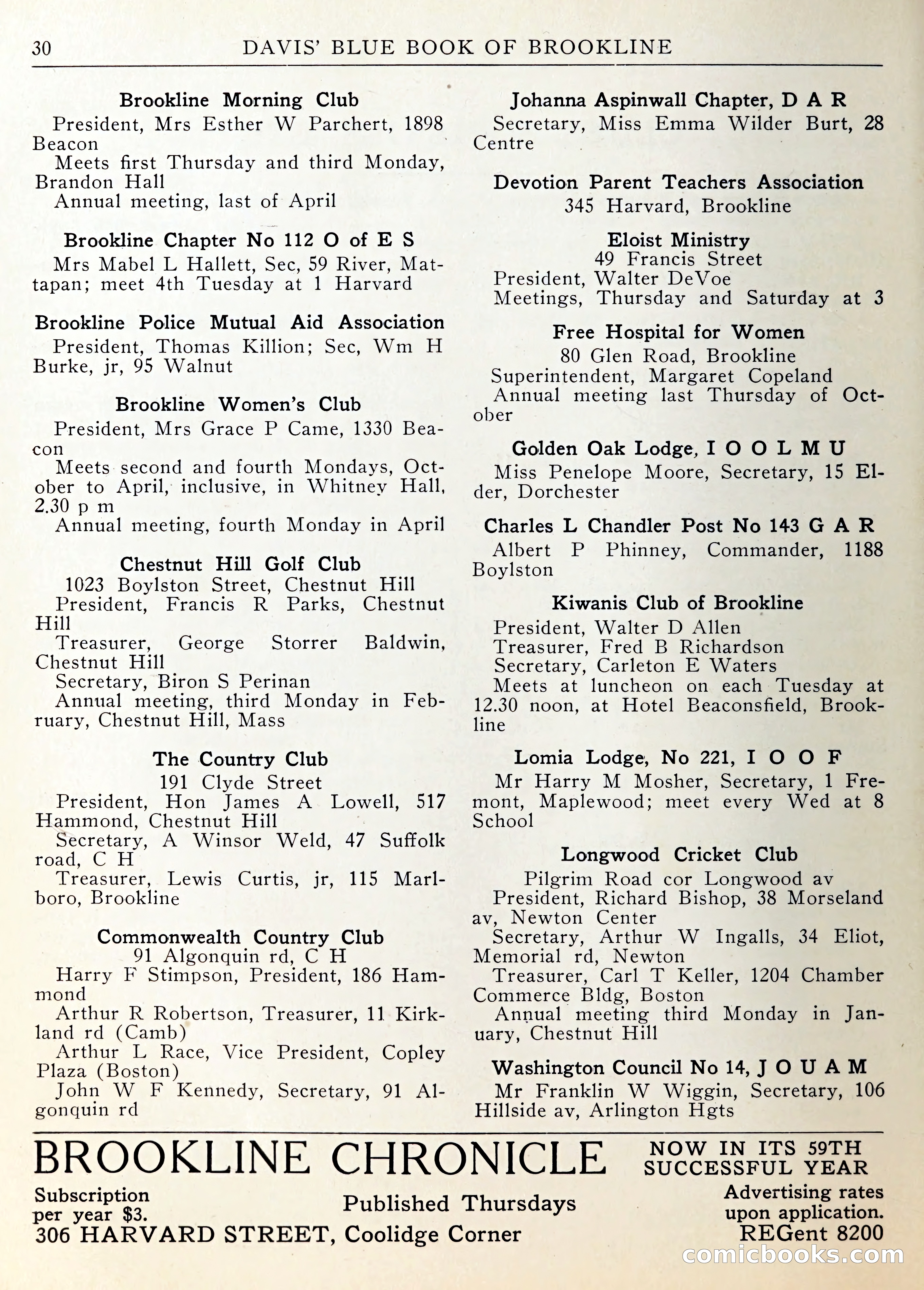 Davis' Blue Book of Brookline — page 31 of 253