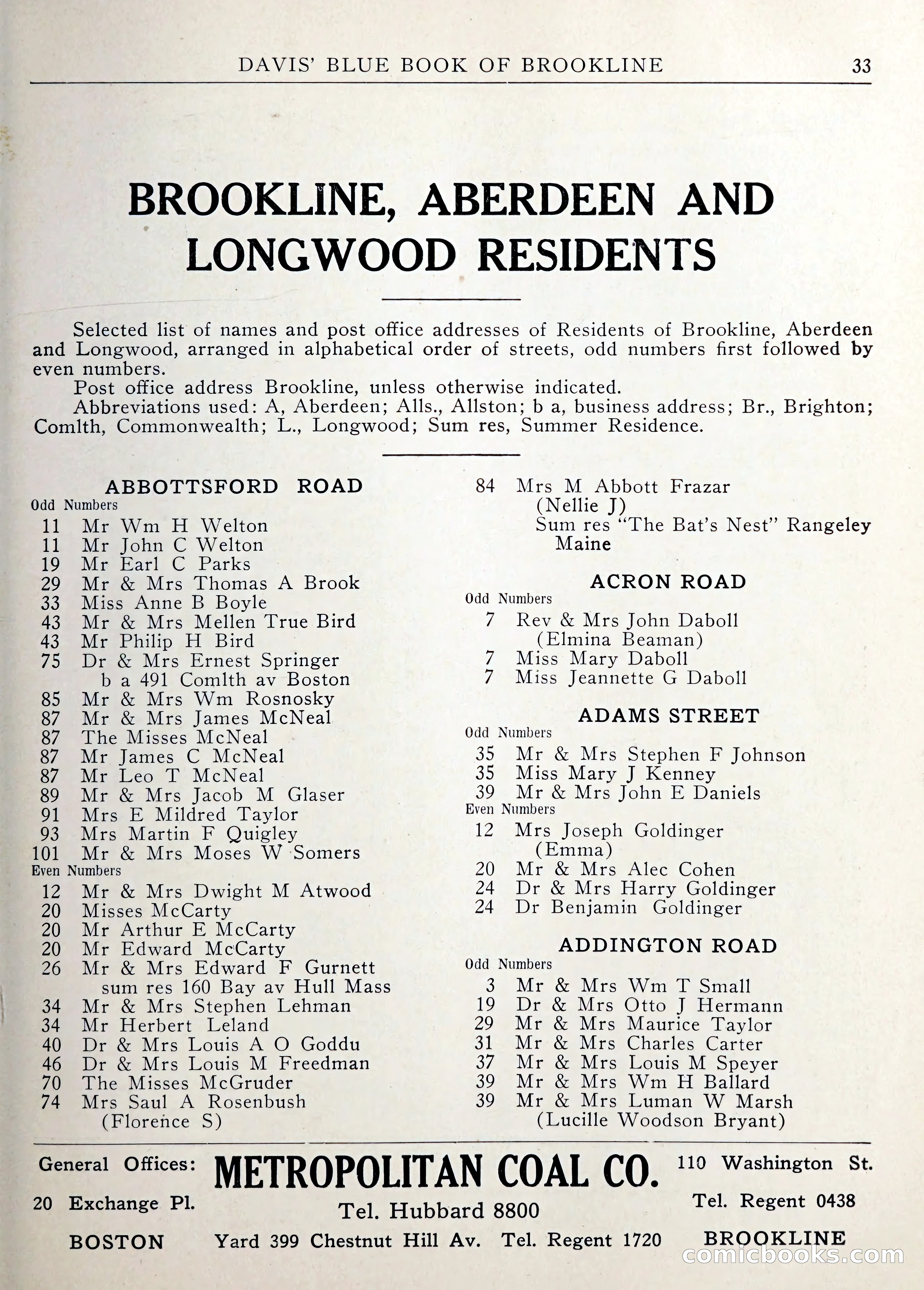 Davis' Blue Book of Brookline — page 34 of 253