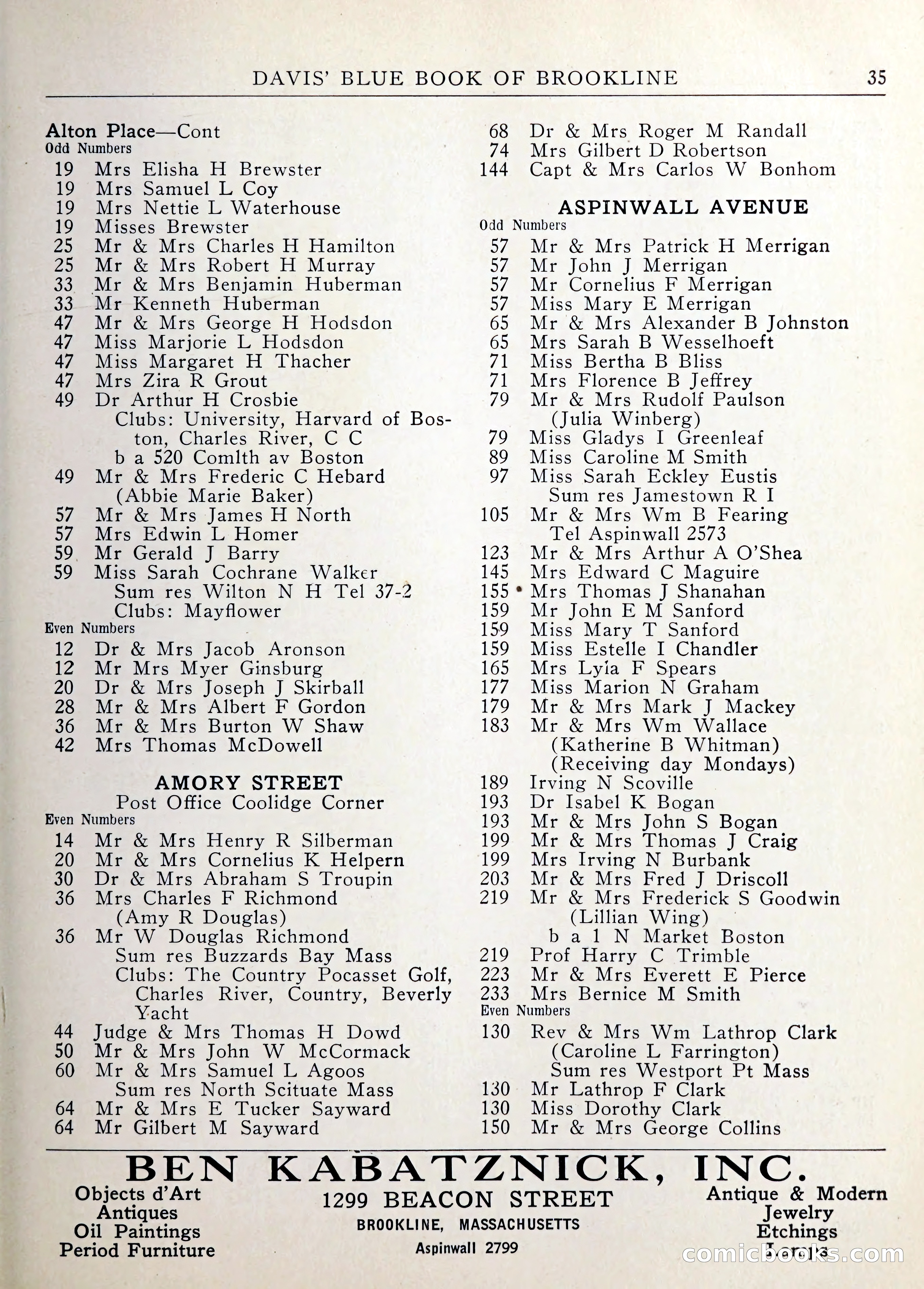 Davis' Blue Book of Brookline — page 36 of 253