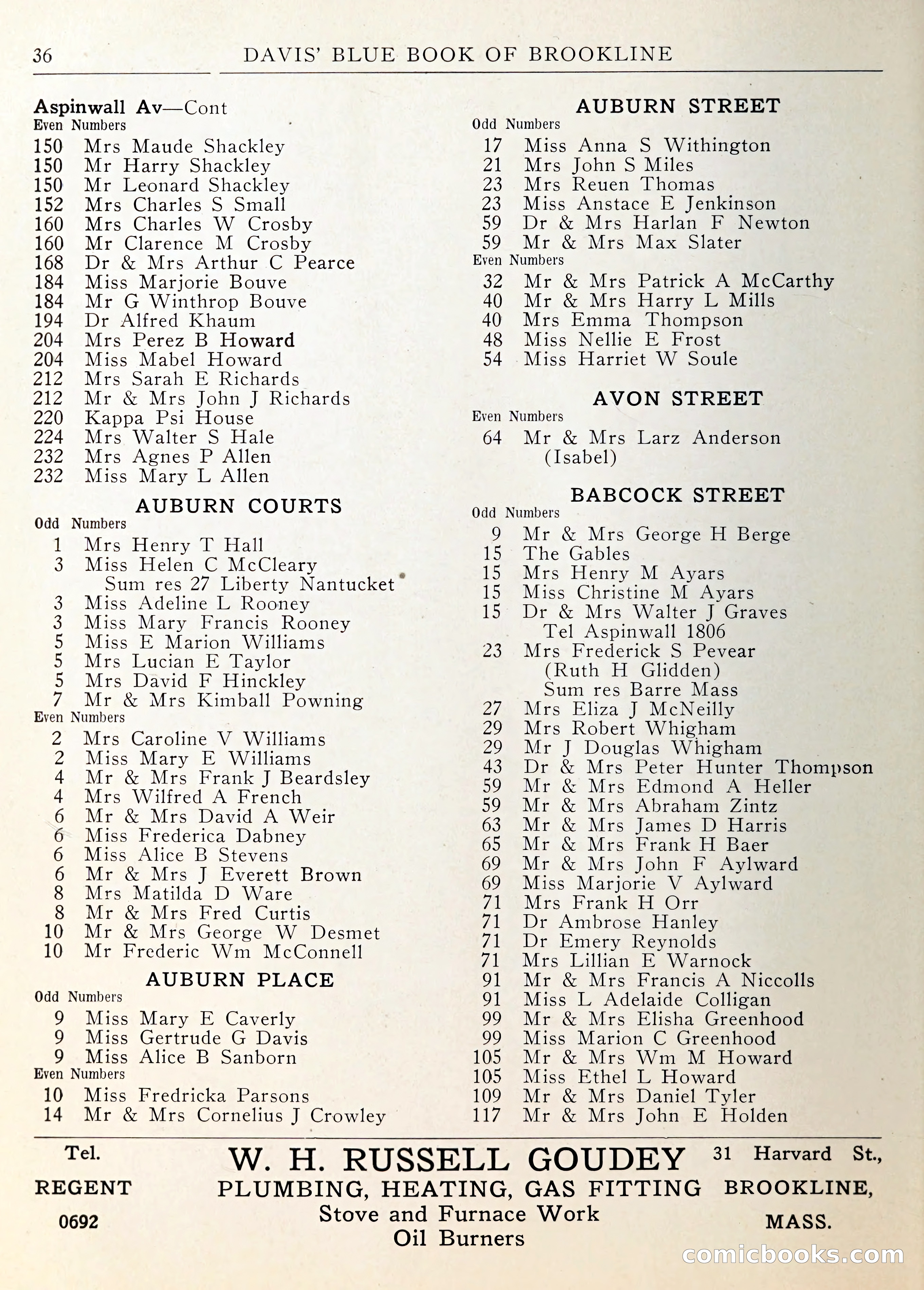 Davis' Blue Book of Brookline — page 37 of 253