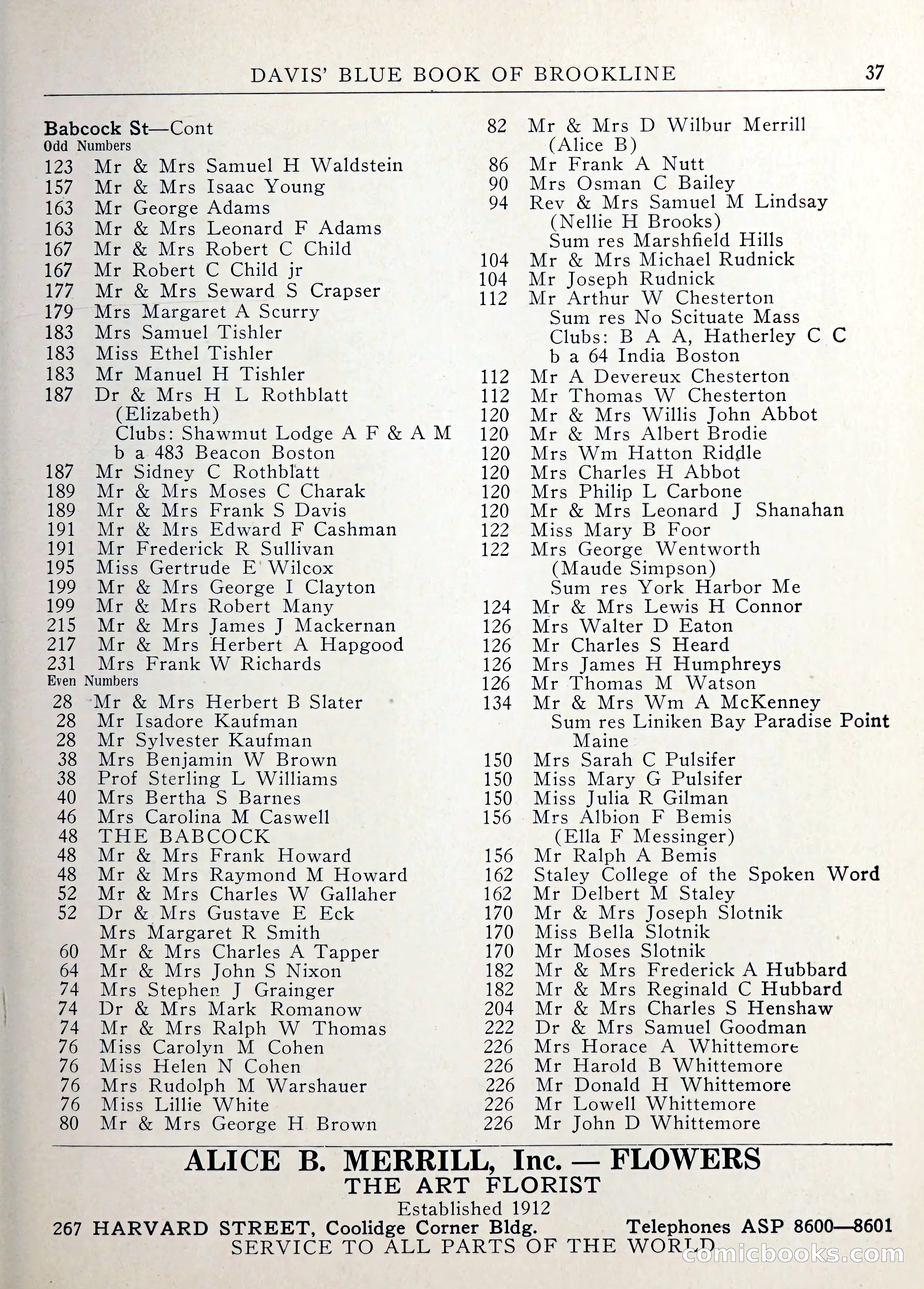 Davis' Blue Book of Brookline — page 38 of 253