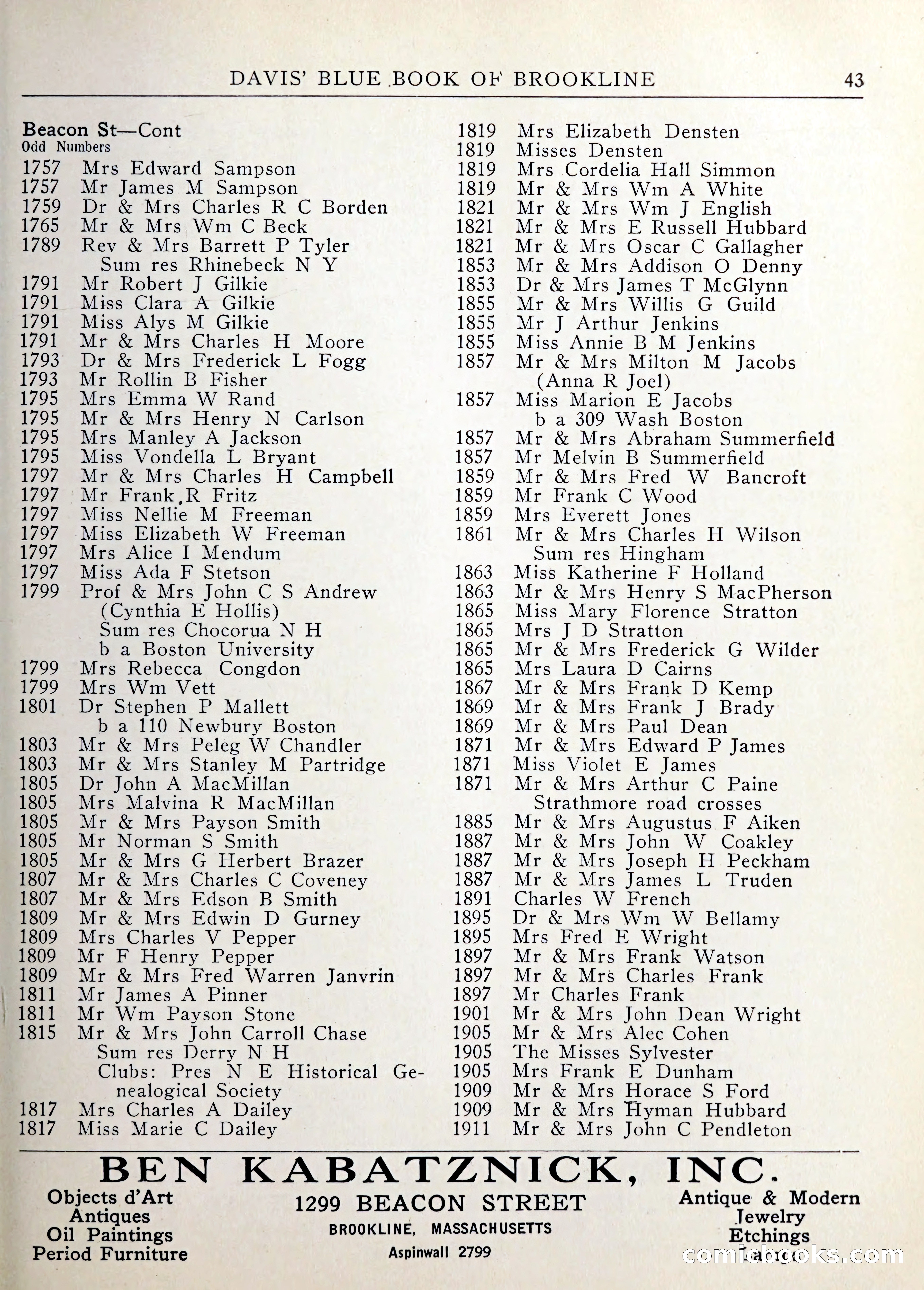 Davis' Blue Book of Brookline — page 44 of 253