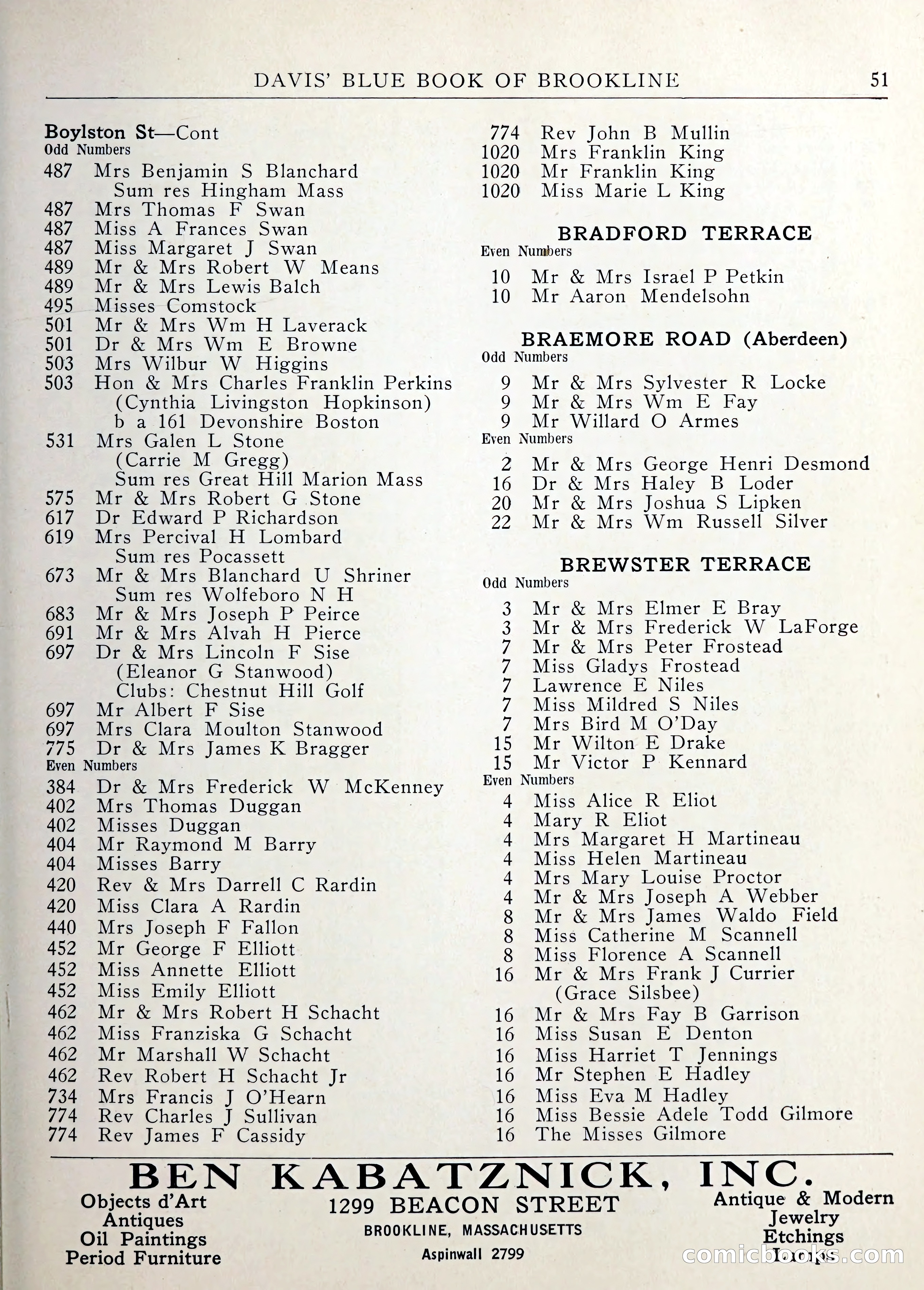 Davis' Blue Book of Brookline — page 52 of 253