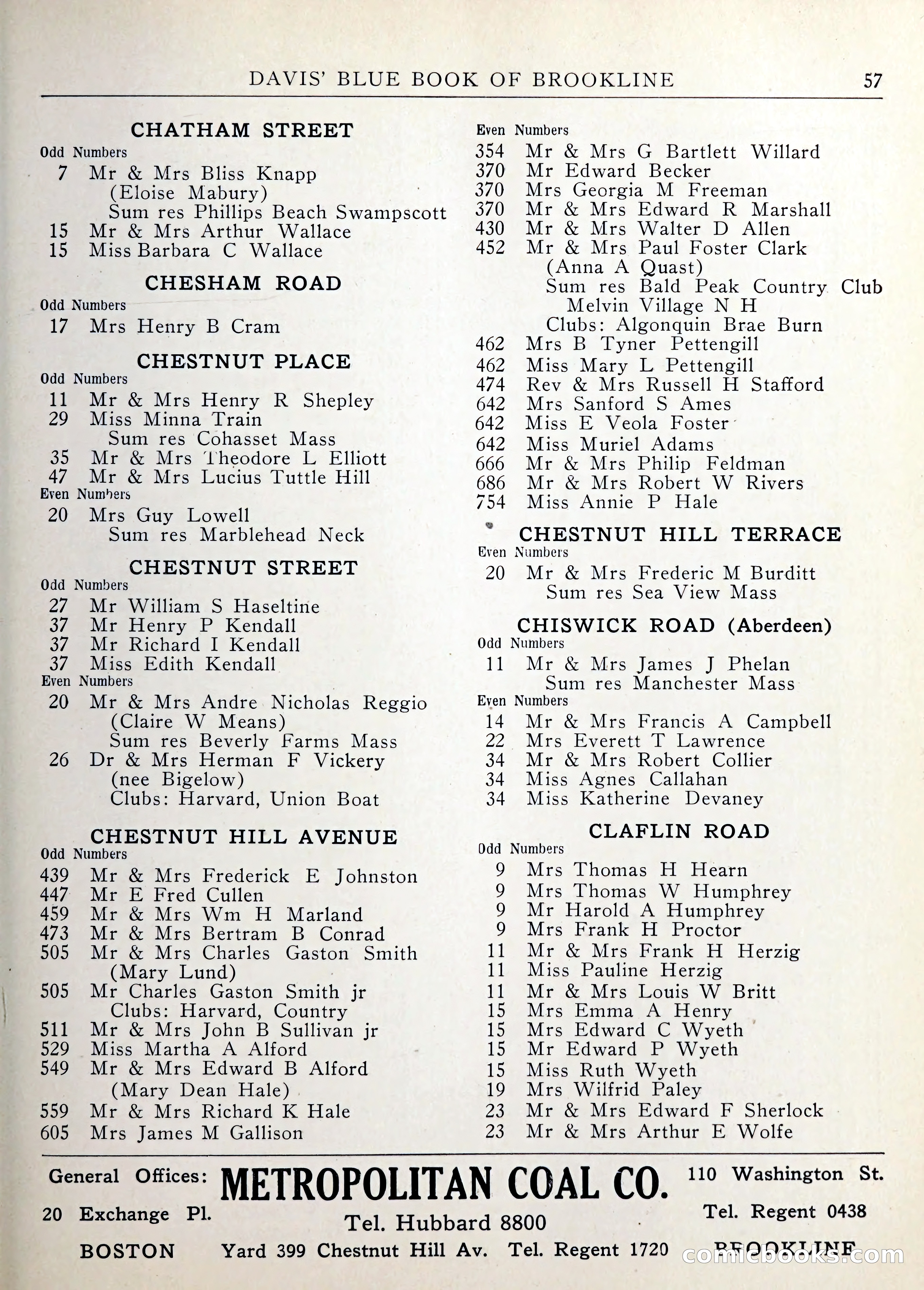Davis' Blue Book of Brookline — page 58 of 253