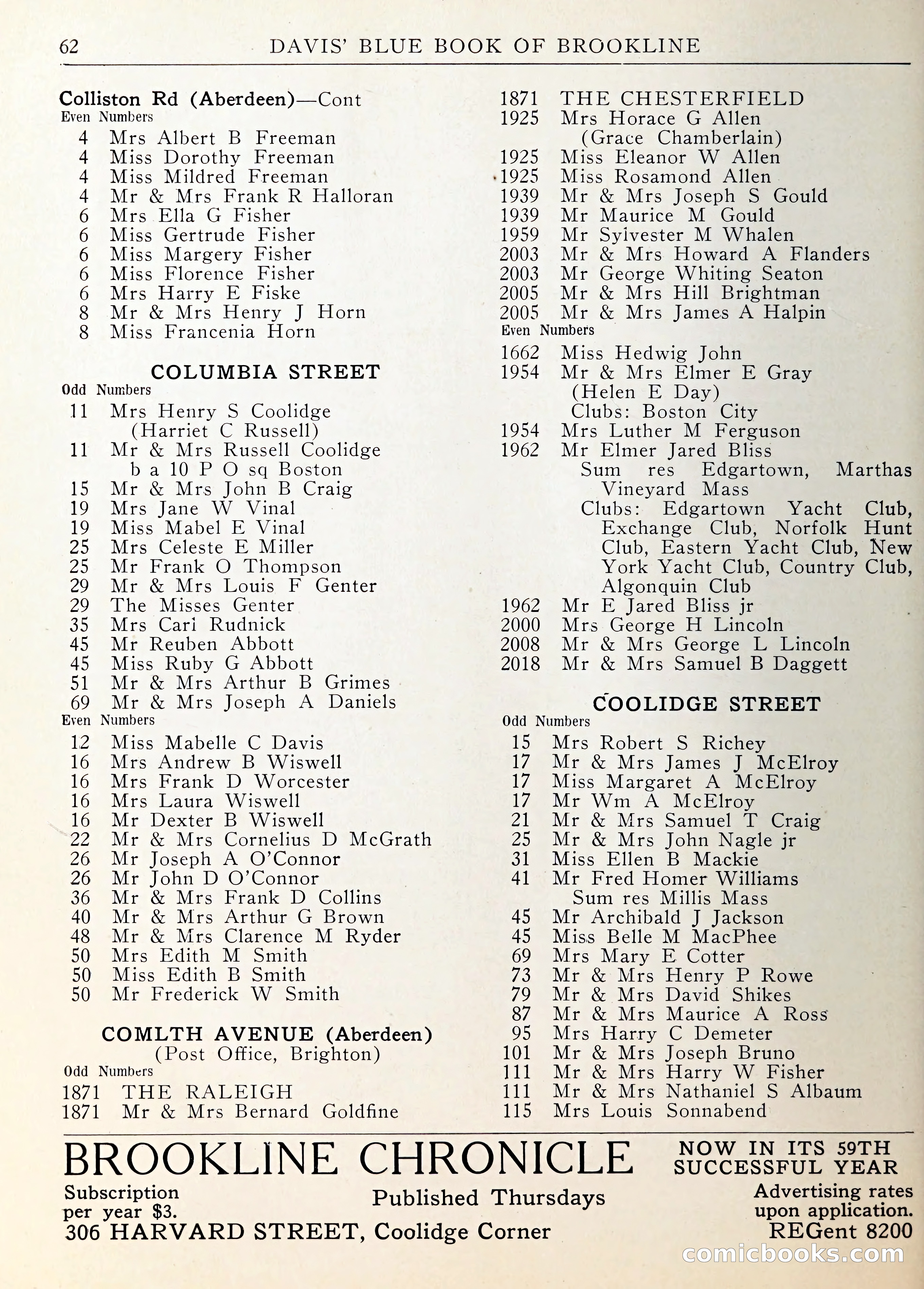Davis' Blue Book of Brookline — page 63 of 253