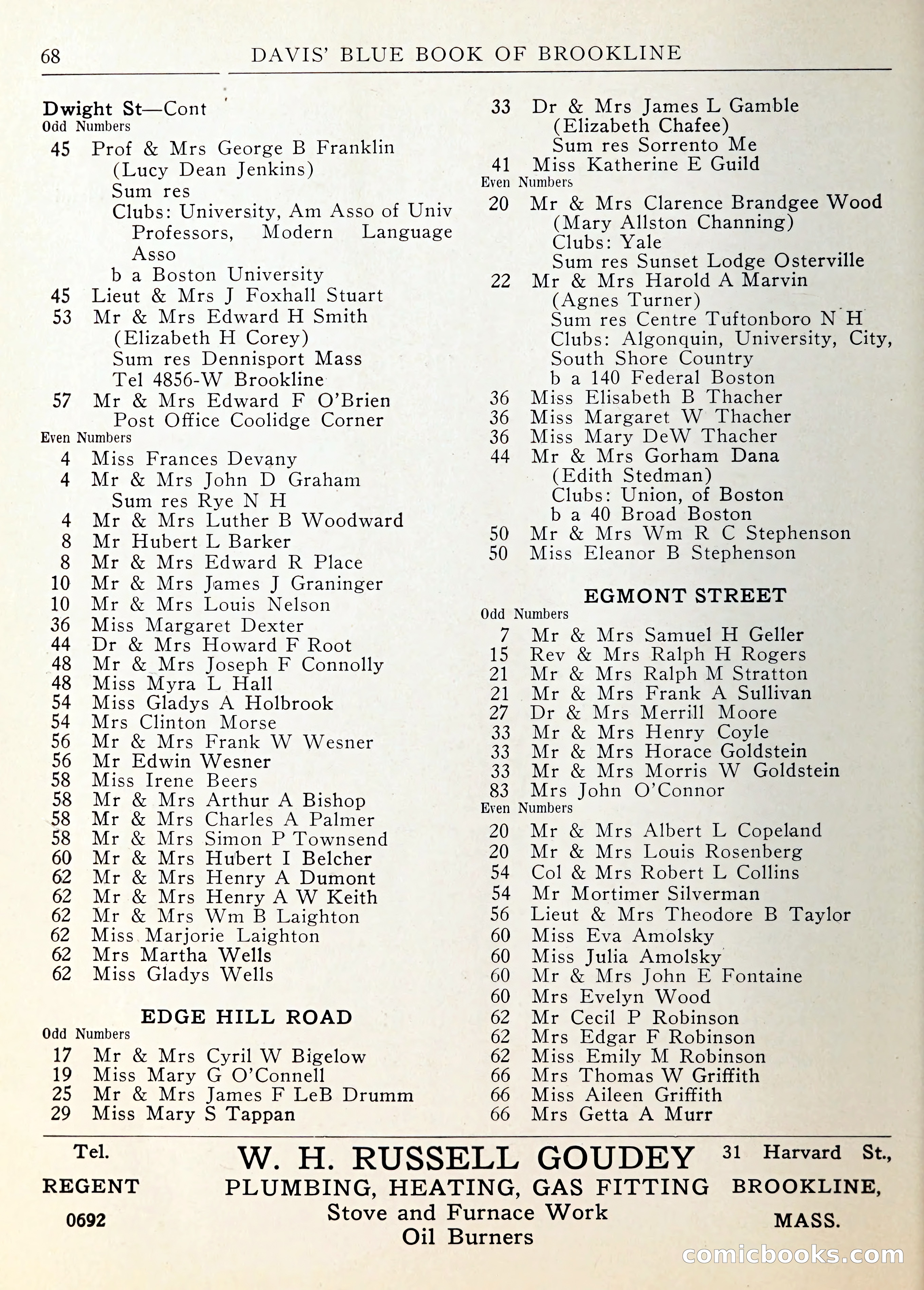 Davis' Blue Book of Brookline — page 69 of 253