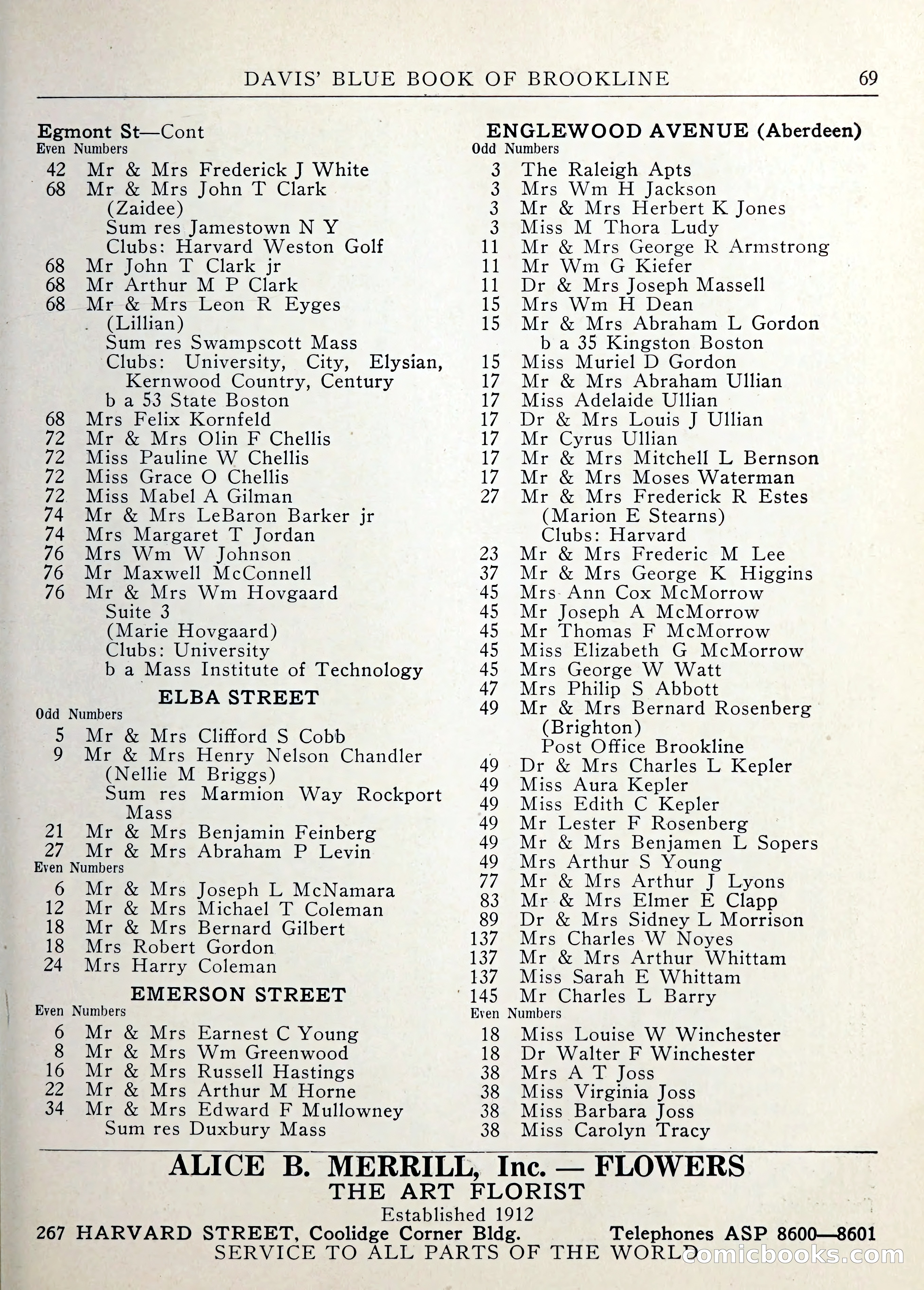 Davis' Blue Book of Brookline — page 70 of 253