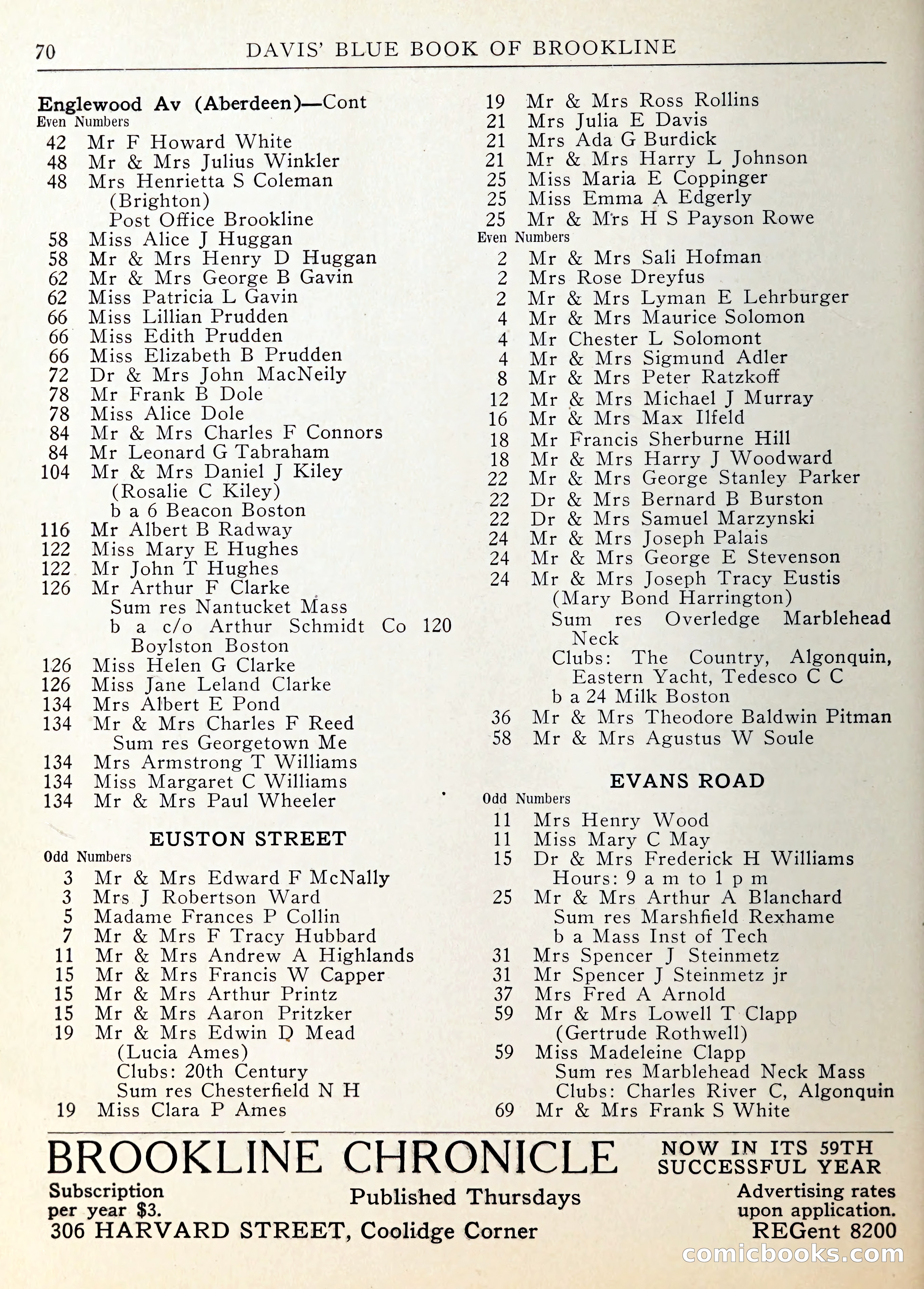 Davis' Blue Book of Brookline — page 71 of 253