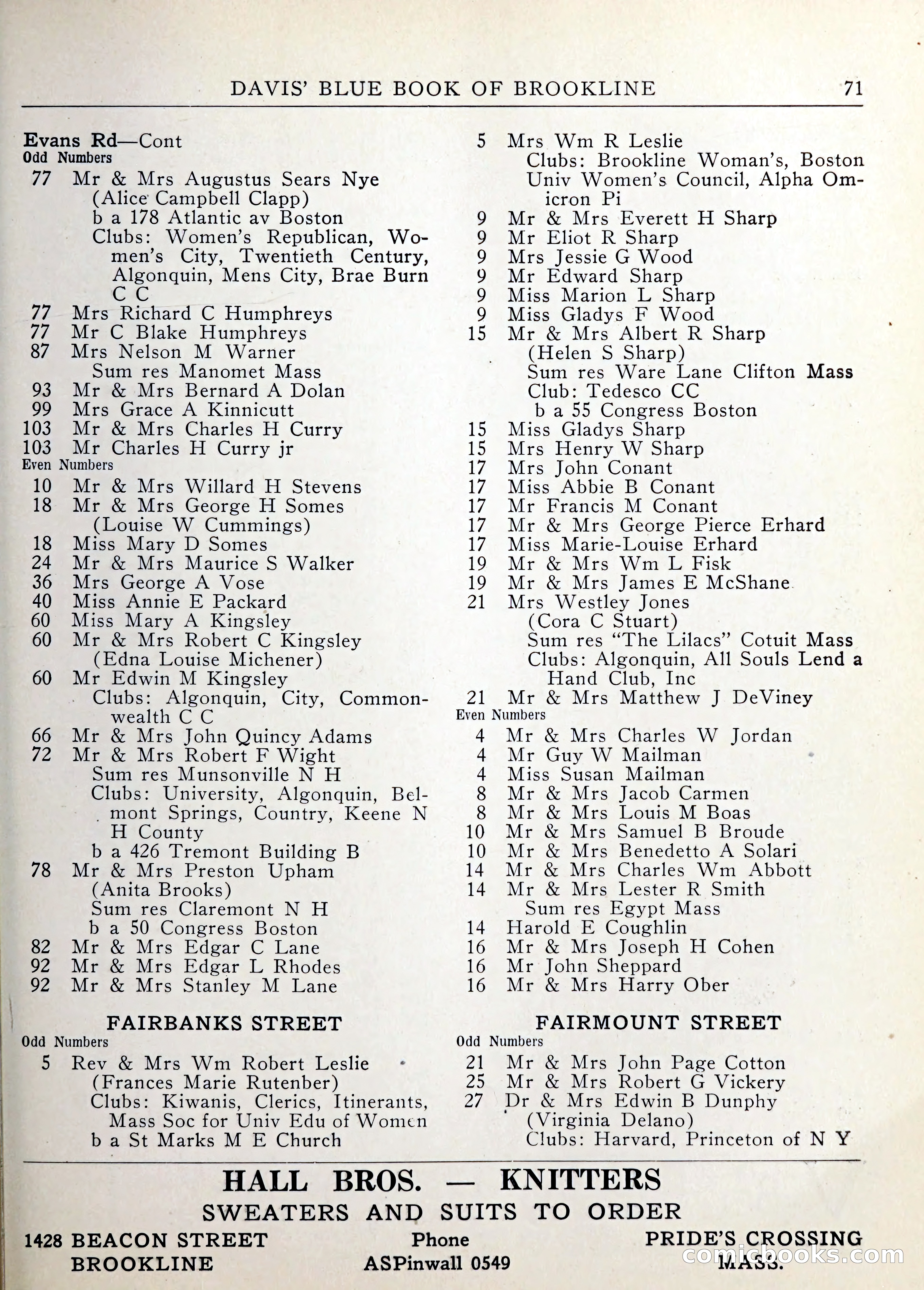 Davis' Blue Book of Brookline — page 72 of 253