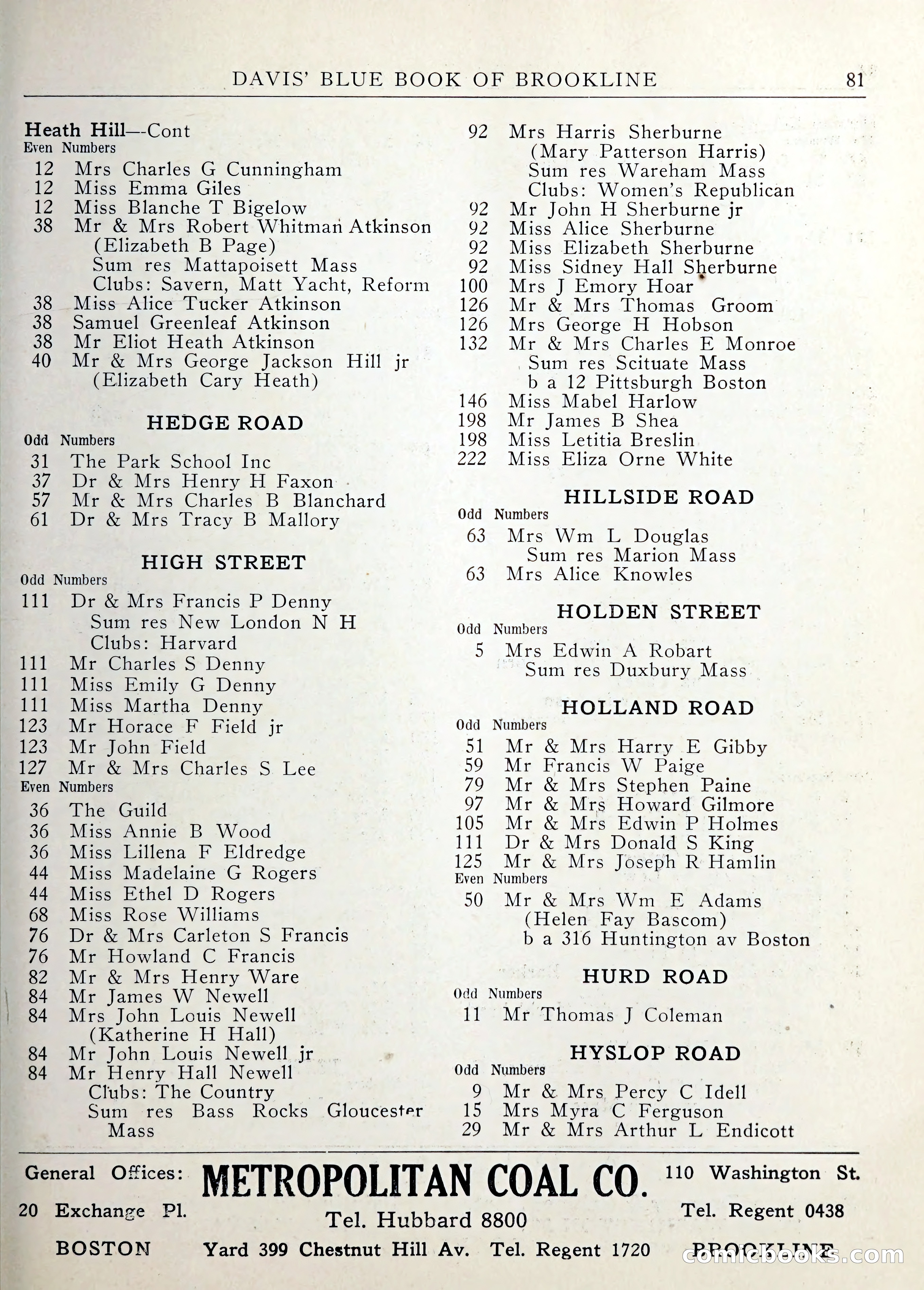 Davis' Blue Book of Brookline — page 82 of 253