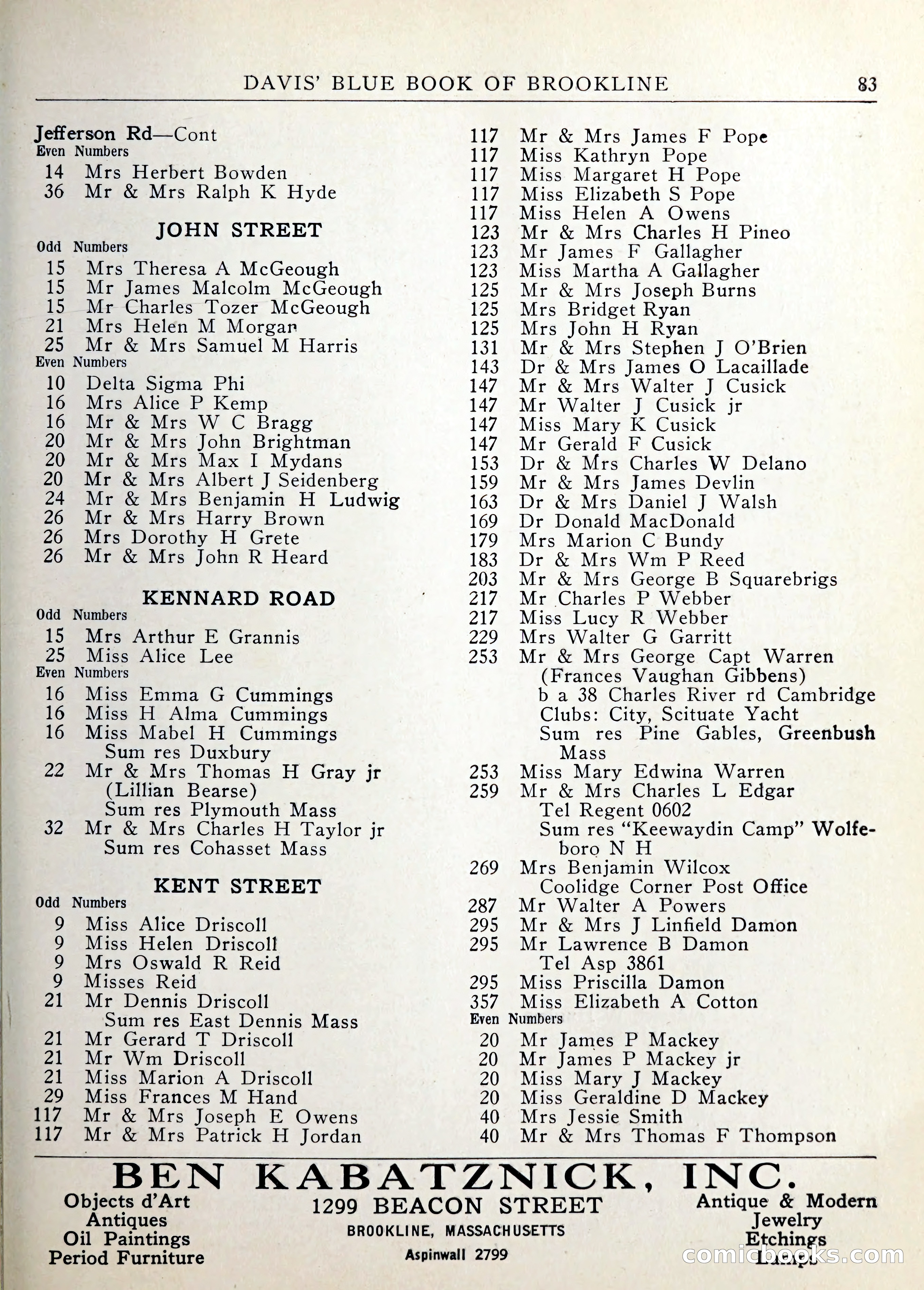 Davis' Blue Book of Brookline — page 84 of 253