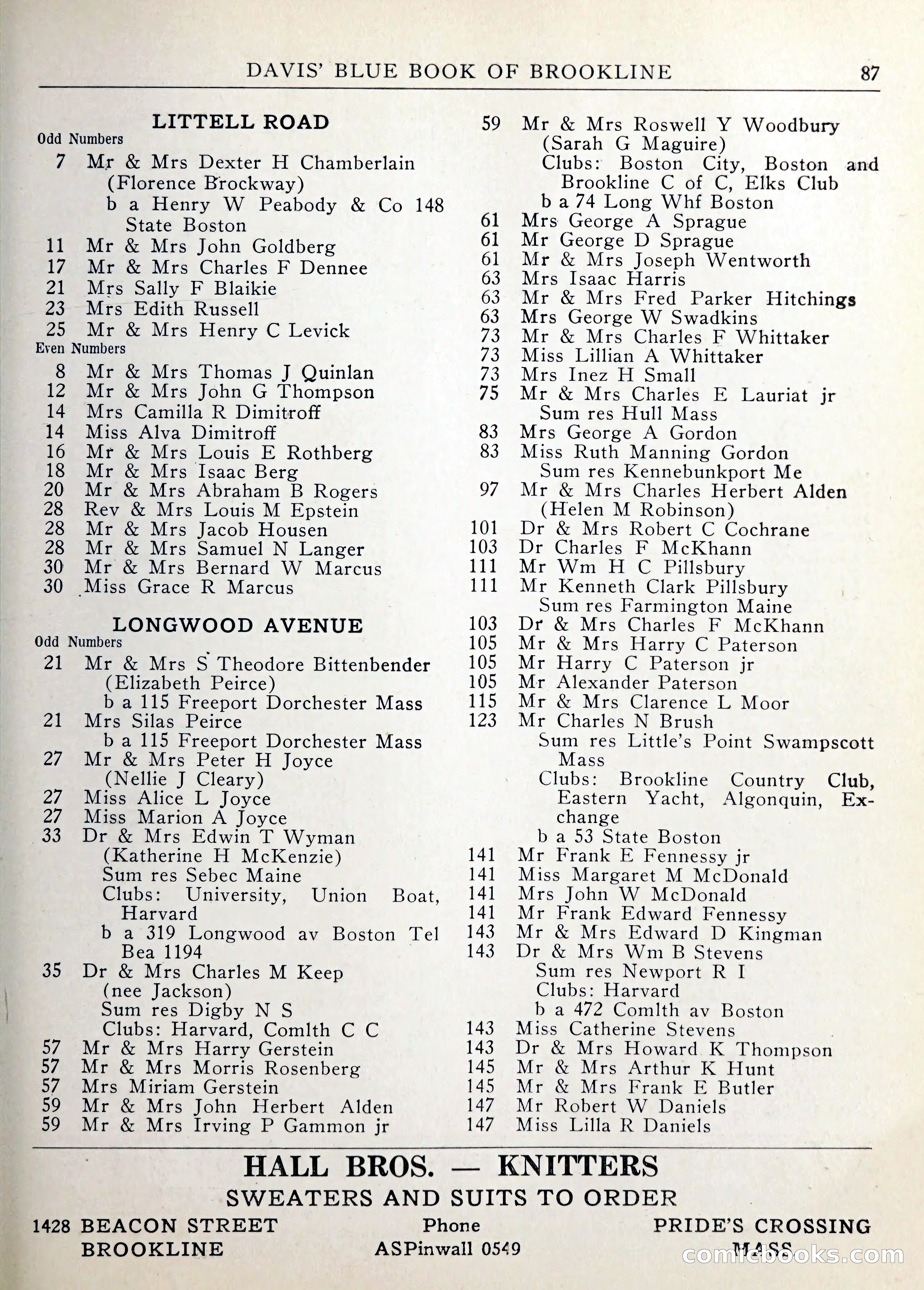 Davis' Blue Book of Brookline — page 88 of 253