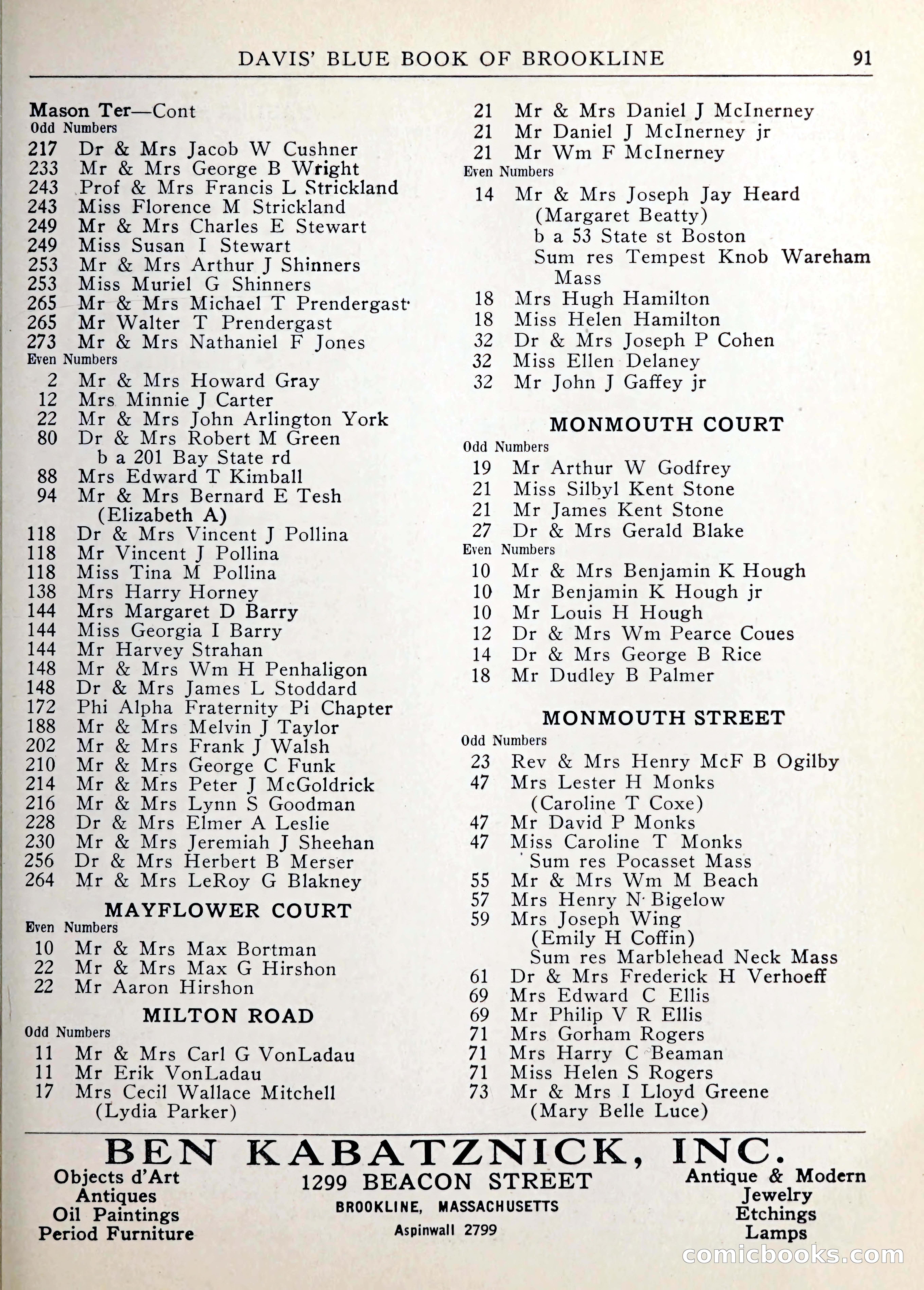 Davis' Blue Book of Brookline — page 92 of 253