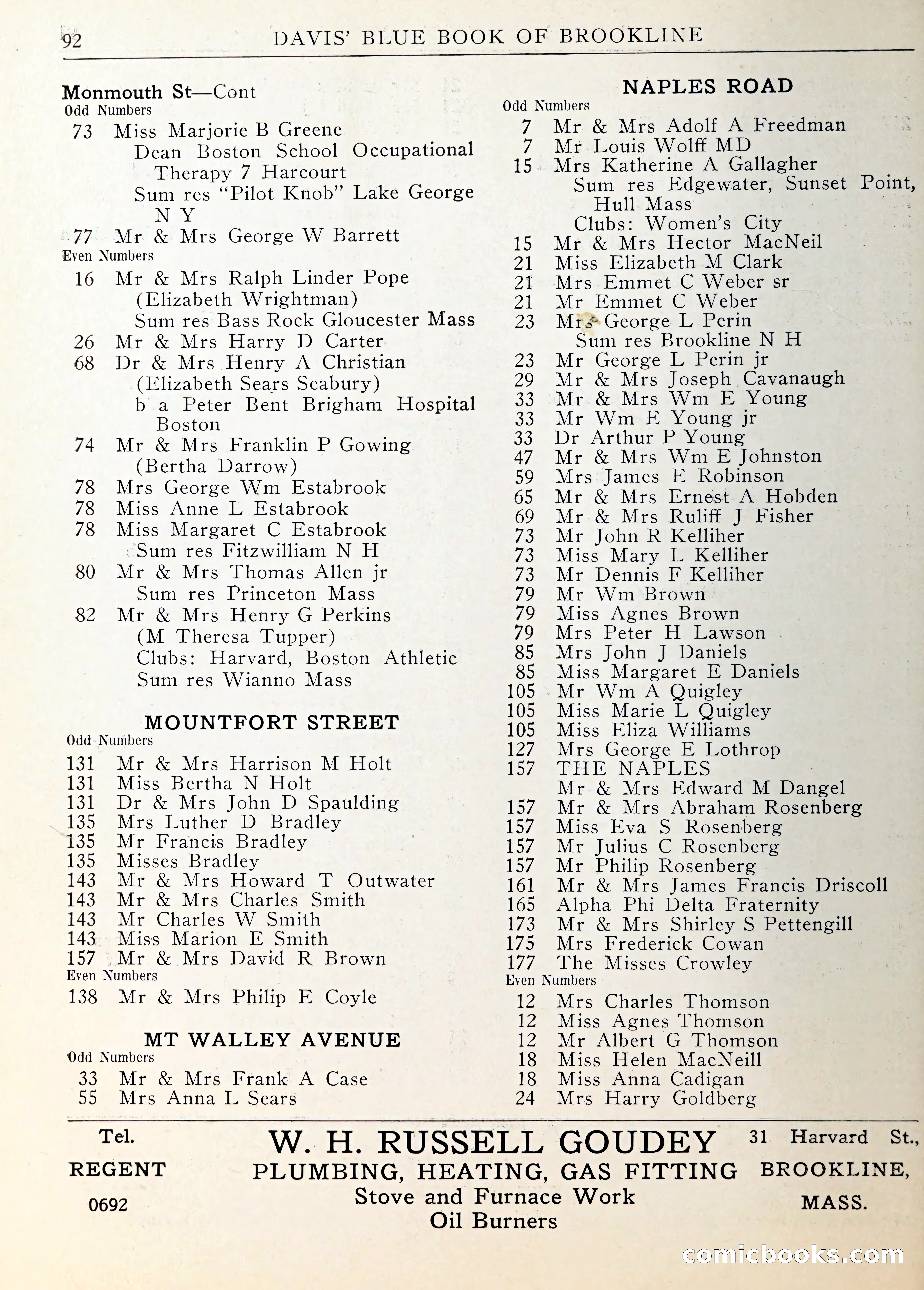 Davis' Blue Book of Brookline — page 93 of 253