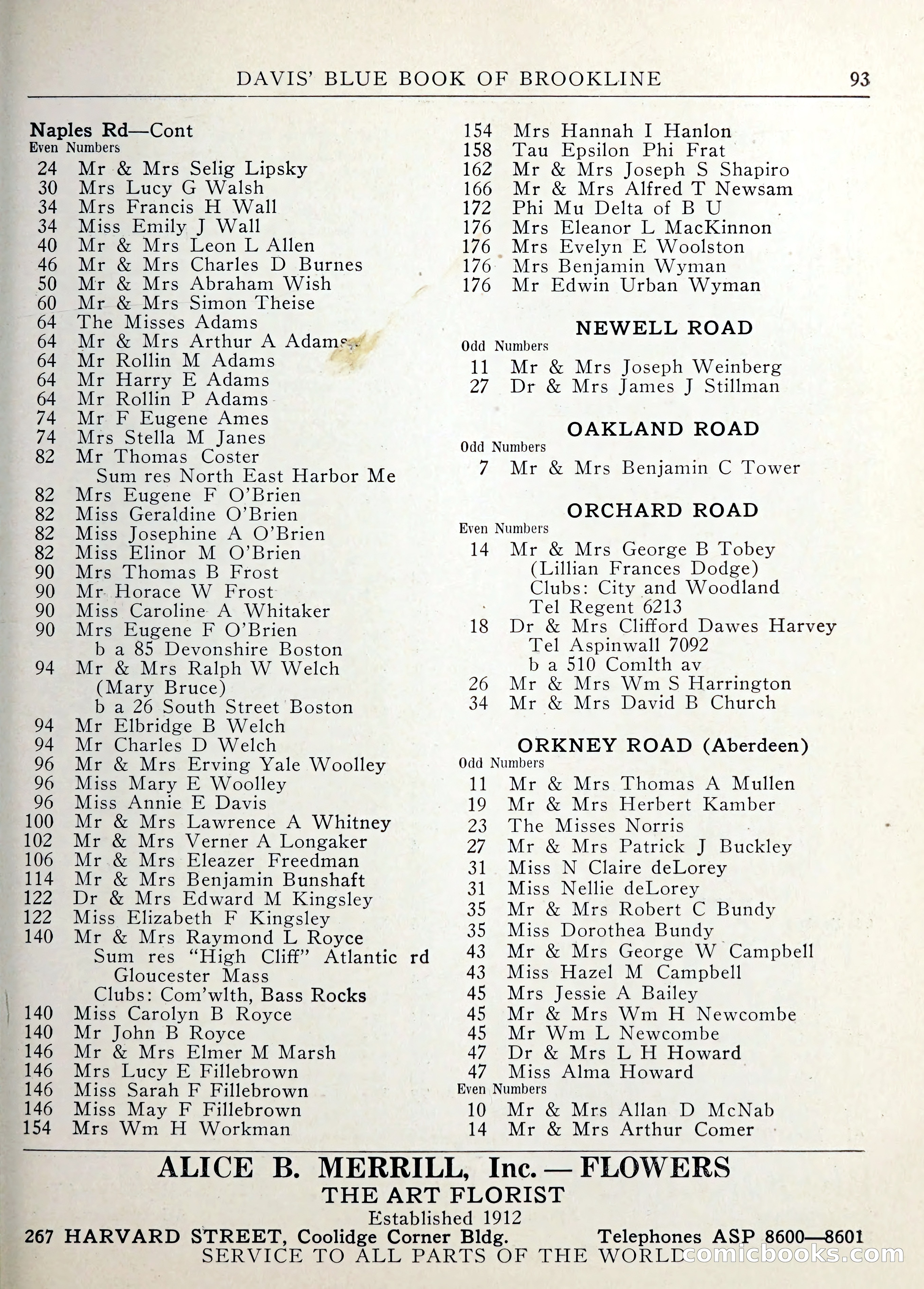 Davis' Blue Book of Brookline — page 94 of 253